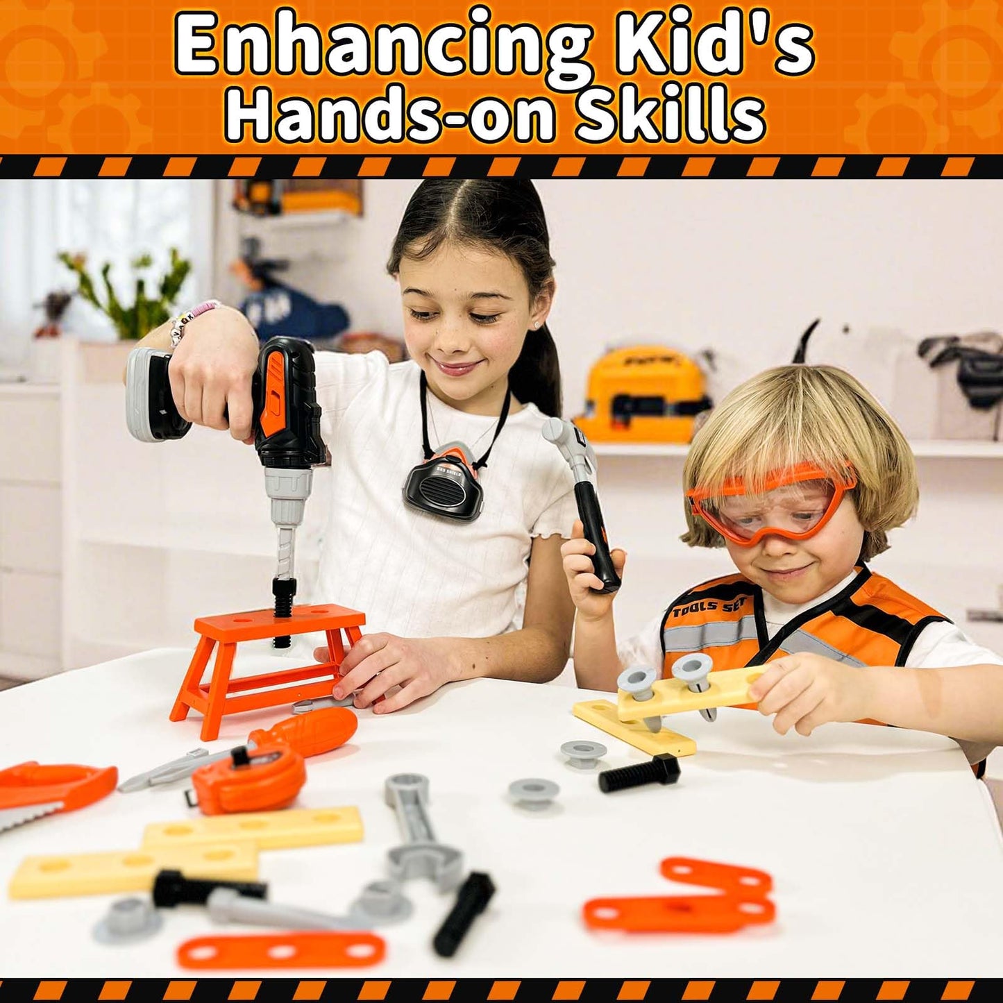KidBloom Toddler Tool Set with Drill & Vest | Realistic DIY Play