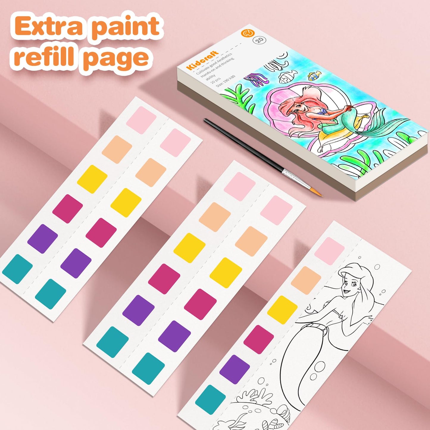 Kidcraft Paint with Water Coloring Book Kit – Mess-Free Mermaid Travel Set for Kids 4–8