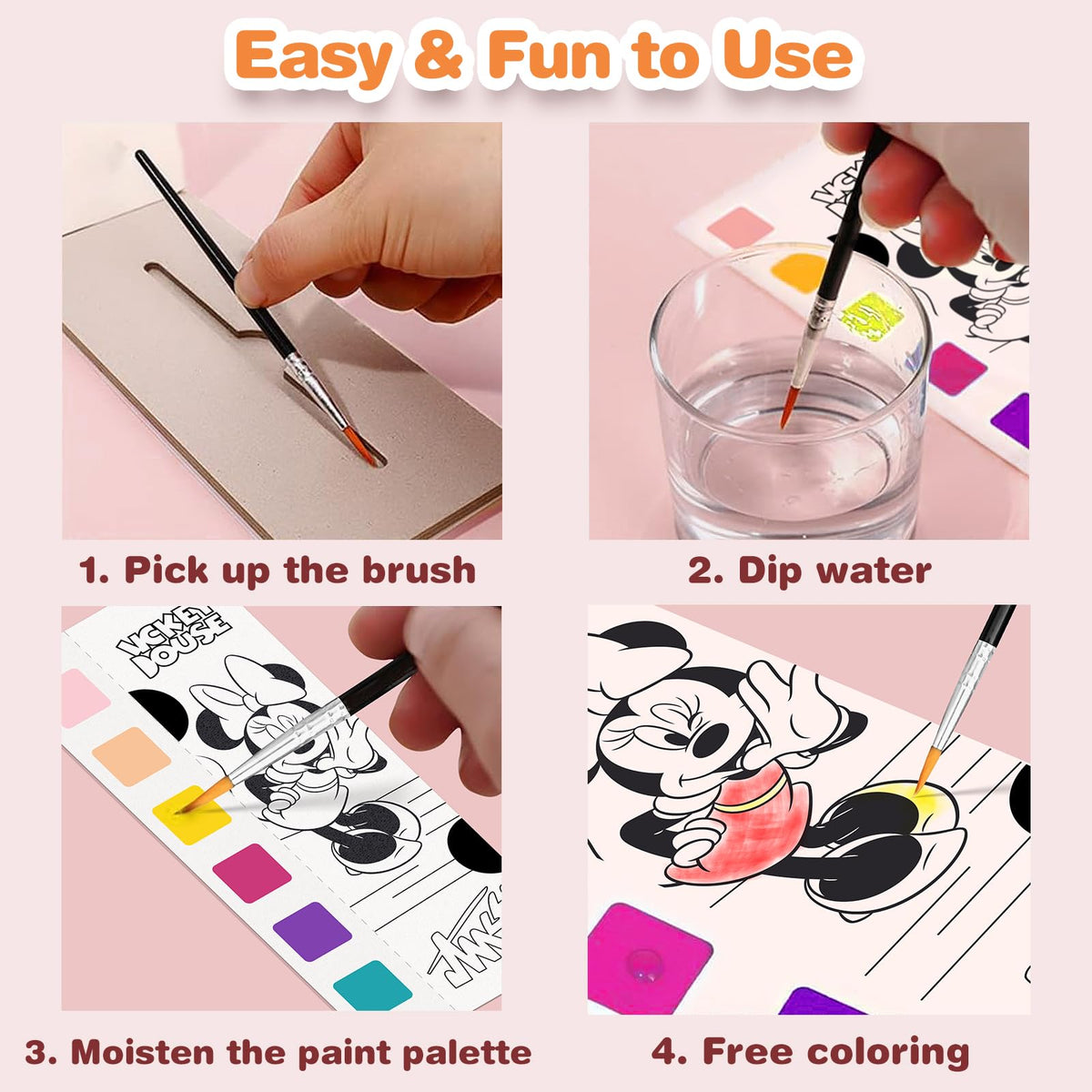 Kidcraft Paint with Water Coloring Books for Kids | Mess-Free Pocket Watercolor Kit for Travel | Ages 4-12