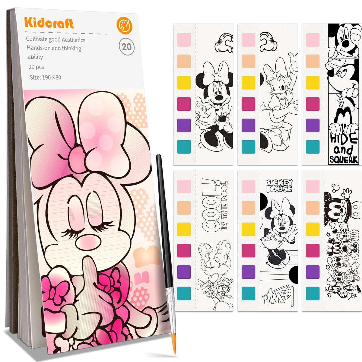 Kidcraft Paint with Water Coloring Books for Kids | Mess-Free Pocket Watercolor Kit for Travel | Ages 4-12