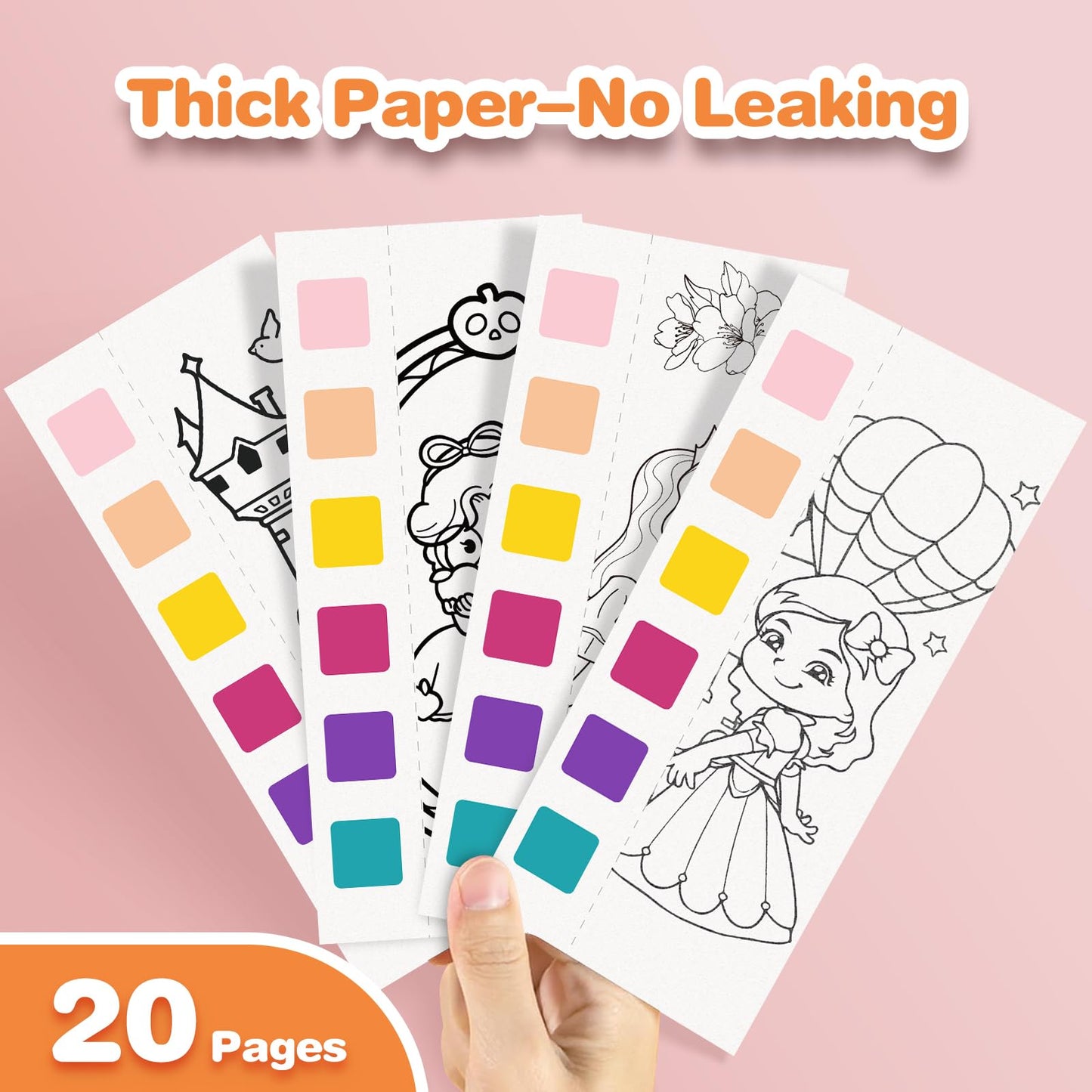 Kidcraft Paint with Water Coloring Books for Kids - 3 Pack Mess-Free Watercolor Kit for Travel and Home