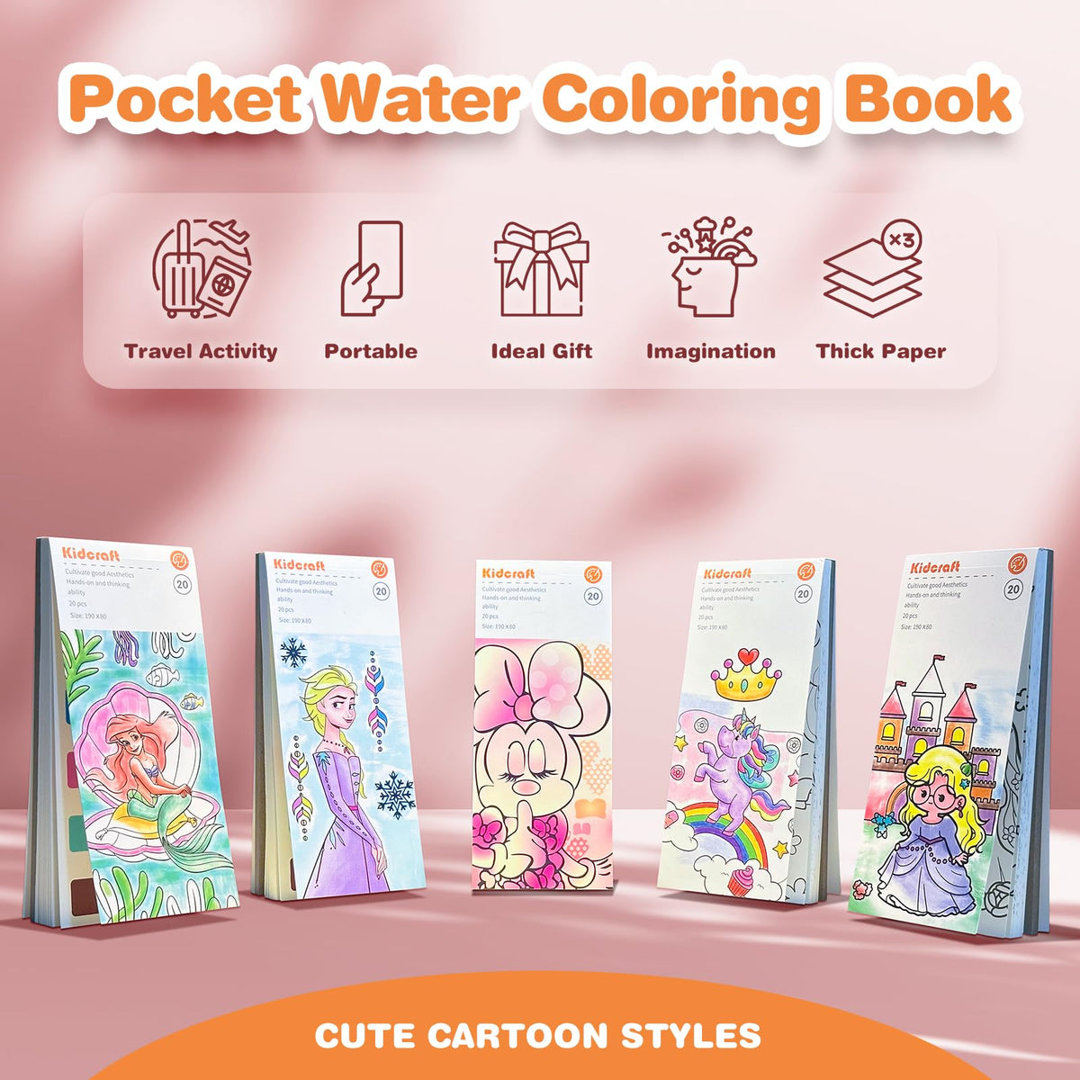 Kidcraft Paint with Water Coloring Book Kit – Mess-Free Mermaid Travel Set for Kids 4–8