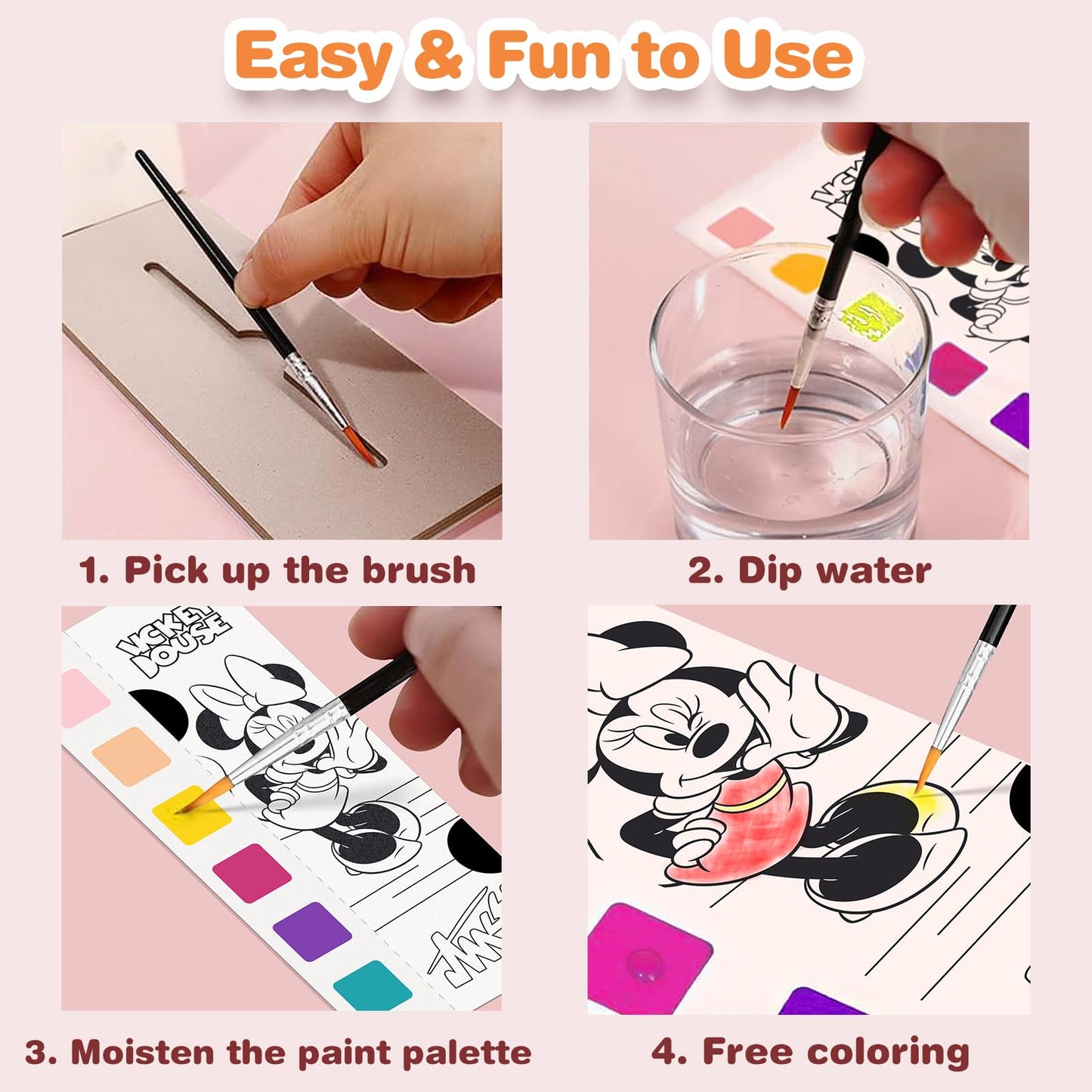 Kidcraft Paint with Water Coloring Books – 5 Pack Mess-Free Travel Art Kit