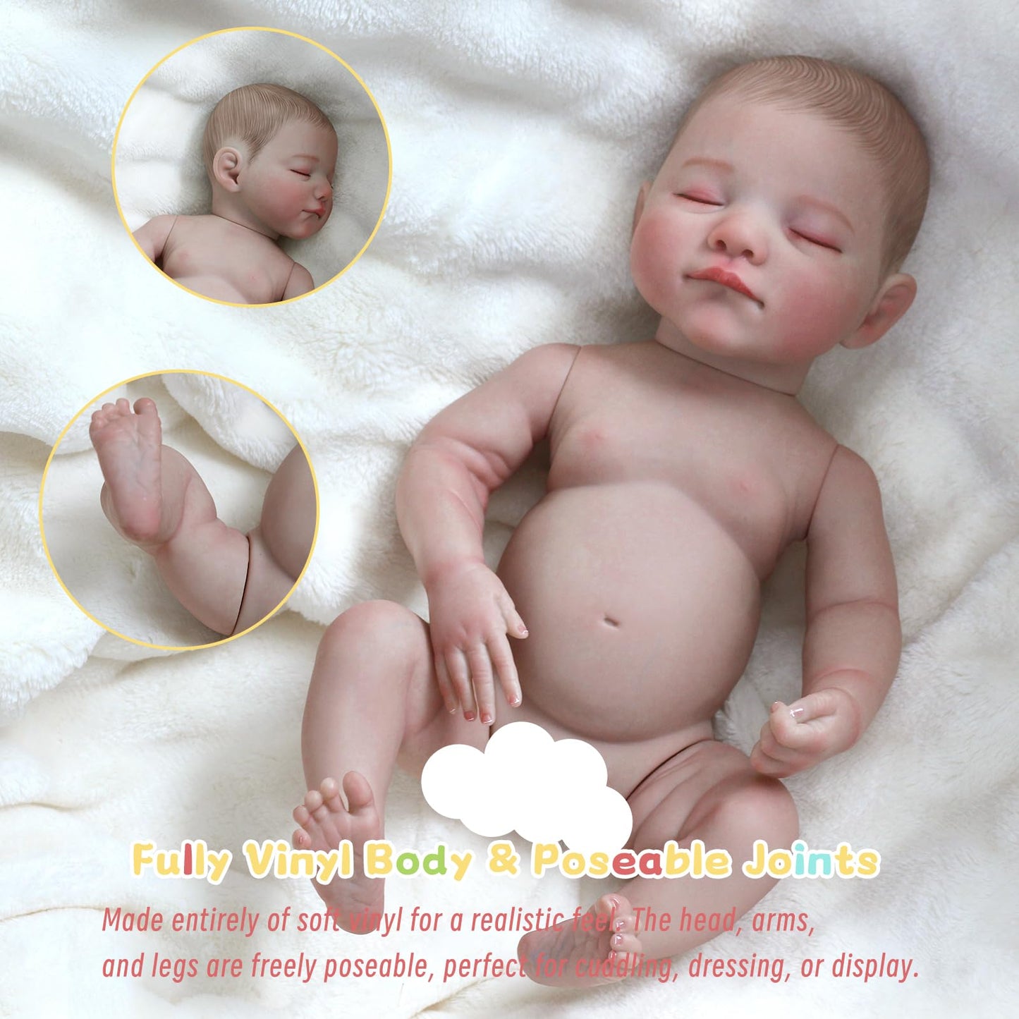 KidCuddz Reborn Baby Dolls – 18-Inch Vinyl Realistic Doll with Vein Details & Accessories