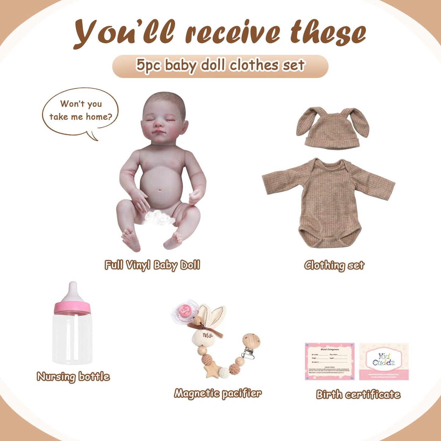 KidCuddz Reborn Baby Dolls – 18-Inch Vinyl Realistic Doll with Vein Details & Accessories