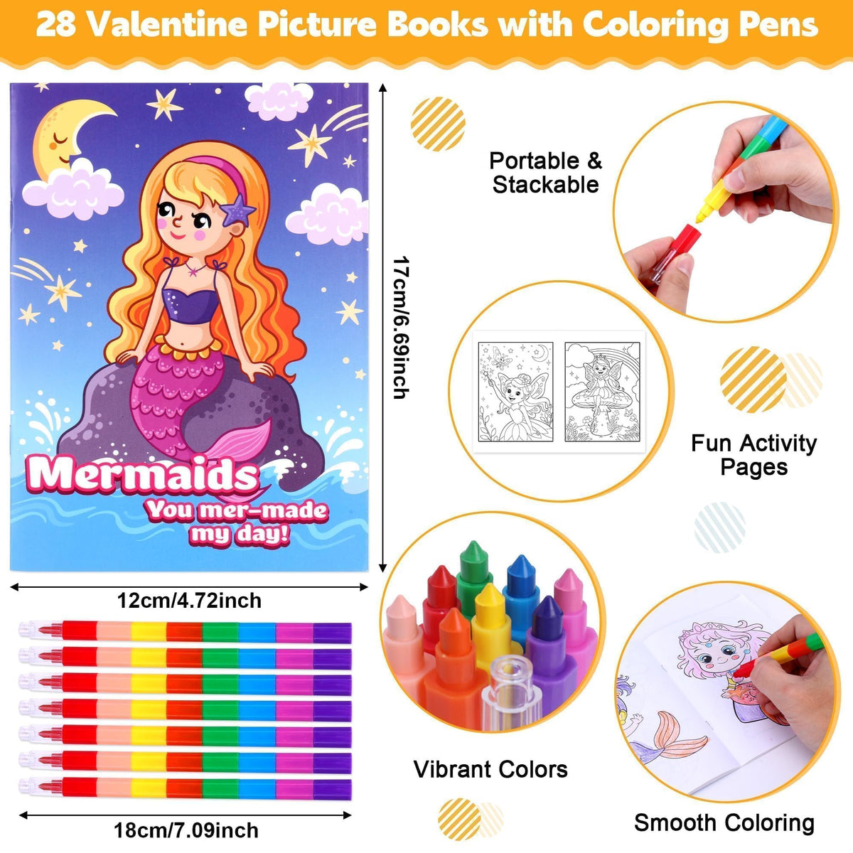 Kiddelo 28-Pack Mini Coloring Books with Crayons — Non-Candy Valentines Day Favors for Kids