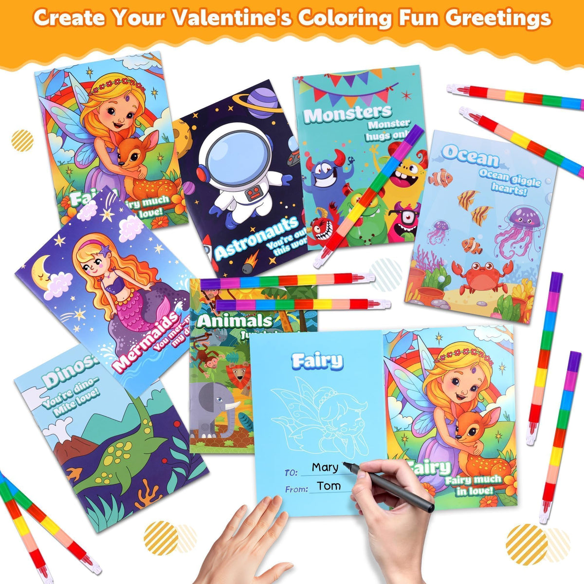Kiddelo 28-Pack Mini Coloring Books with Crayons — Non-Candy Valentines Day Favors for Kids