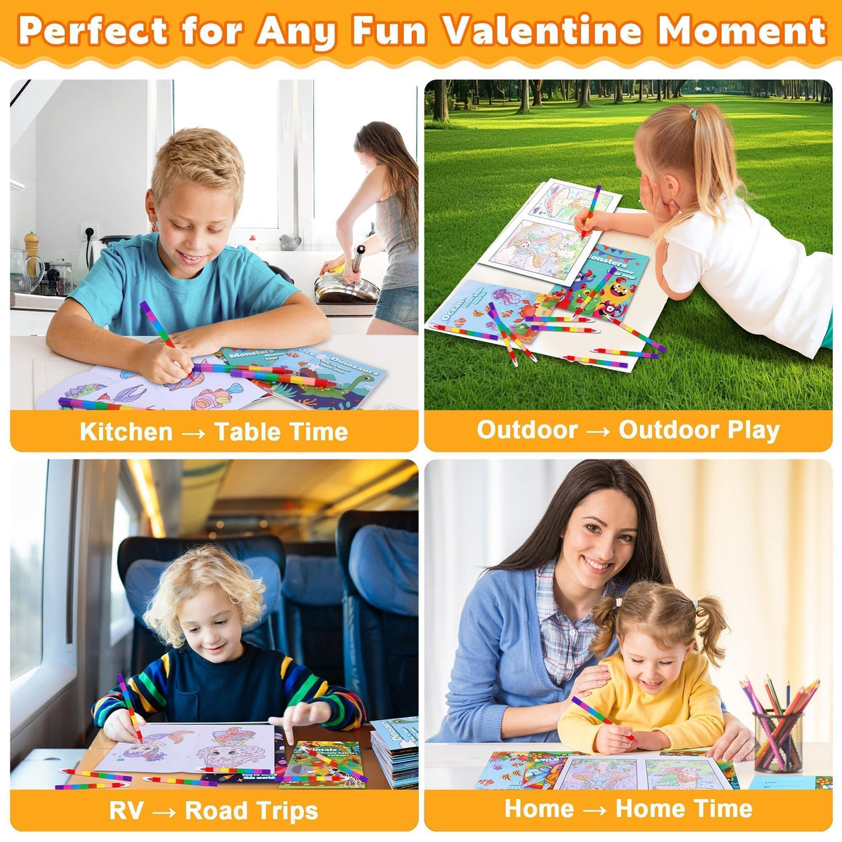 Kiddelo 28-Pack Mini Coloring Books with Crayons — Non-Candy Valentines Day Favors for Kids
