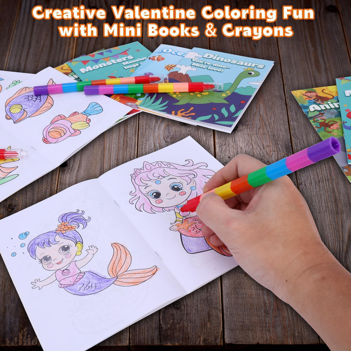 Kiddelo 28-Pack Mini Coloring Books with Crayons — Non-Candy Valentines Day Favors for Kids