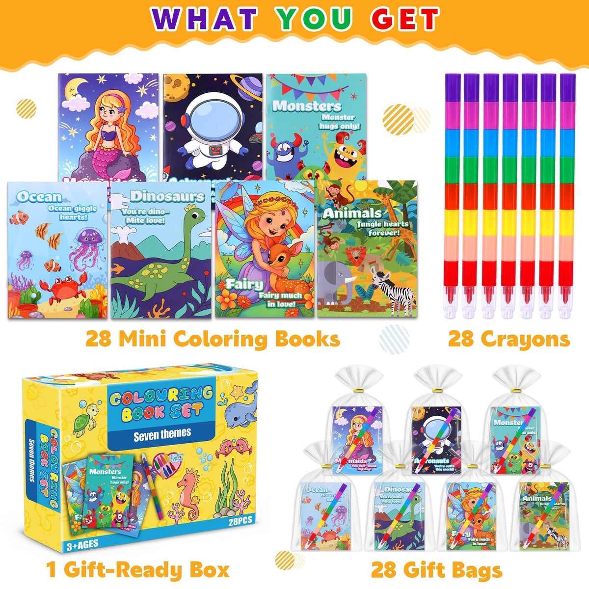 Kiddelo 28-Pack Mini Coloring Books with Crayons — Non-Candy Valentines Day Favors for Kids