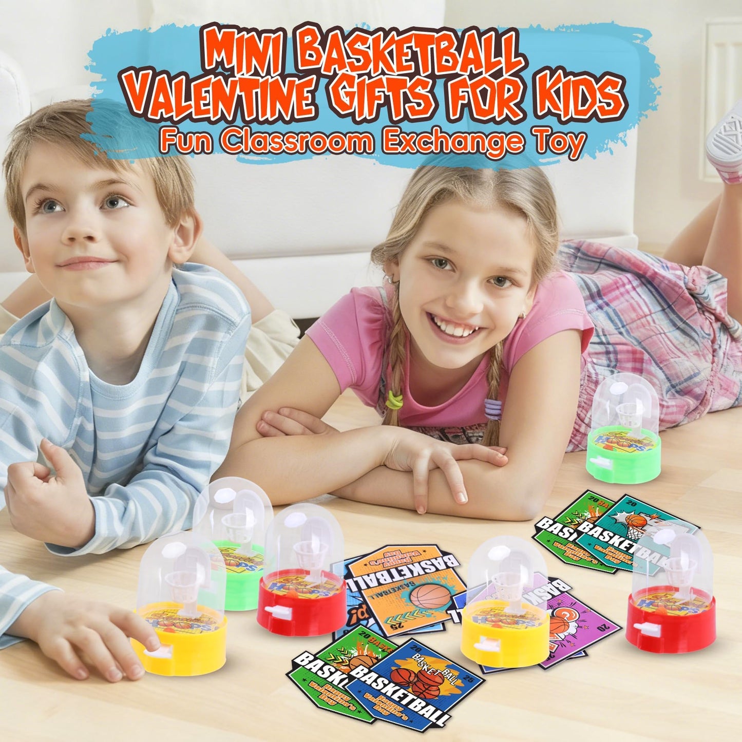 Kiddelo 30-Pack Valentines Day Gifts for Kids | Mini Basketball Shooting Games with Cards & Bags
