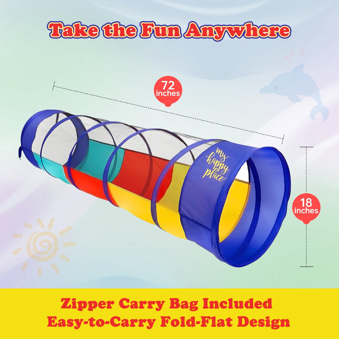 Kiddey Play Tunnel for Kids – See-Through Sides, Pop-Up Crawl Tunnel