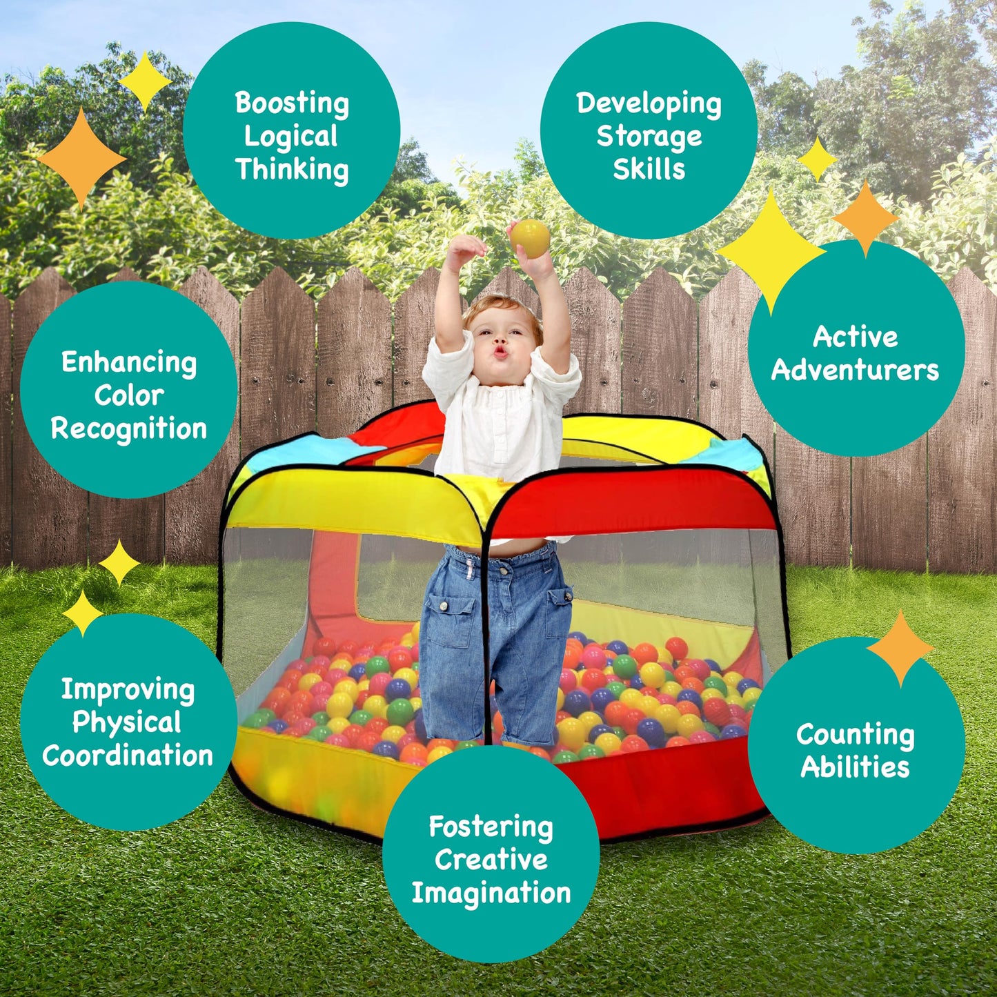 Kiddey Kids Ball Pit Pop Up Large Tent – Indoor & Outdoor Toddler Play Space