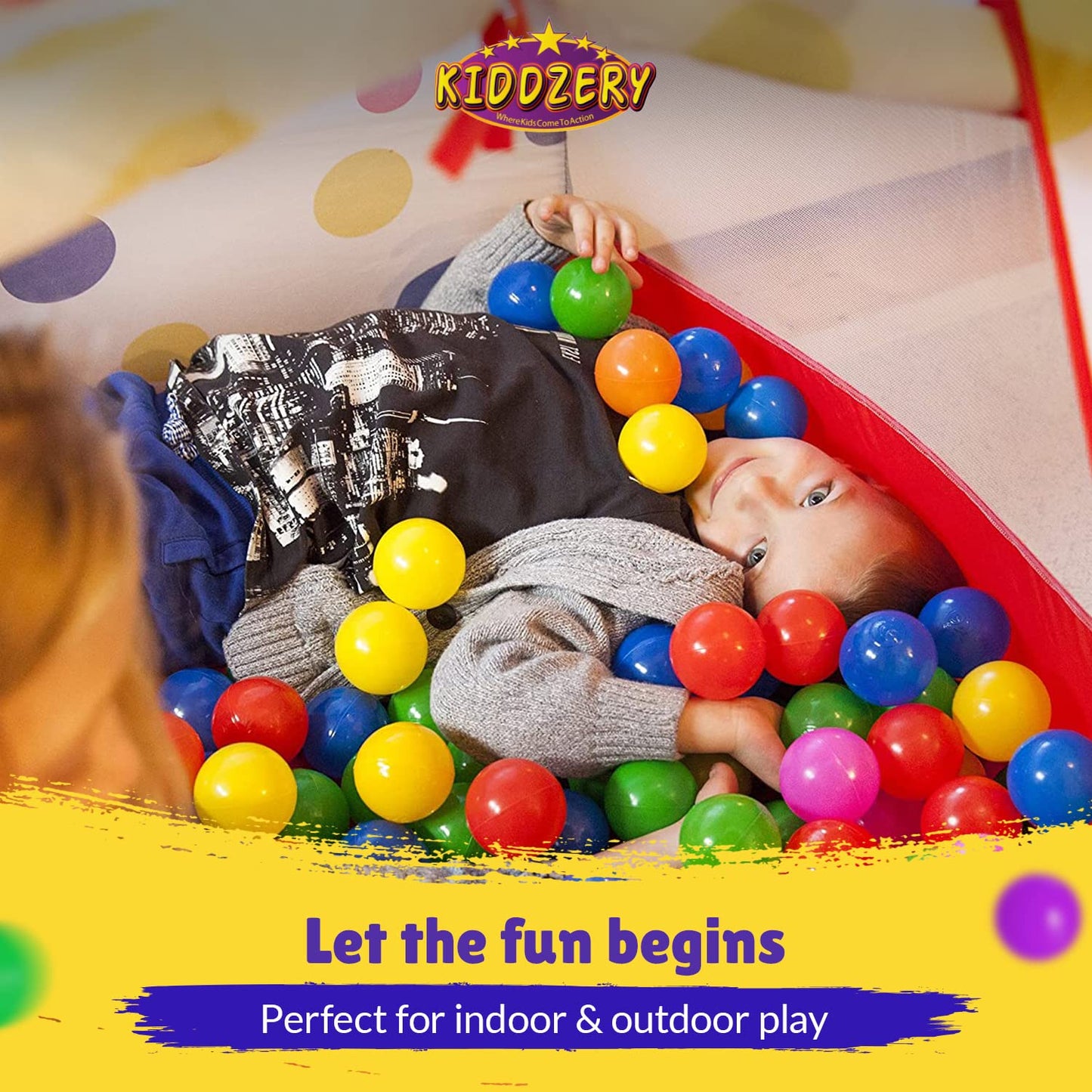 Kiddey Kids Ball Pit Pop Up Play Tent – 50 Balls Included