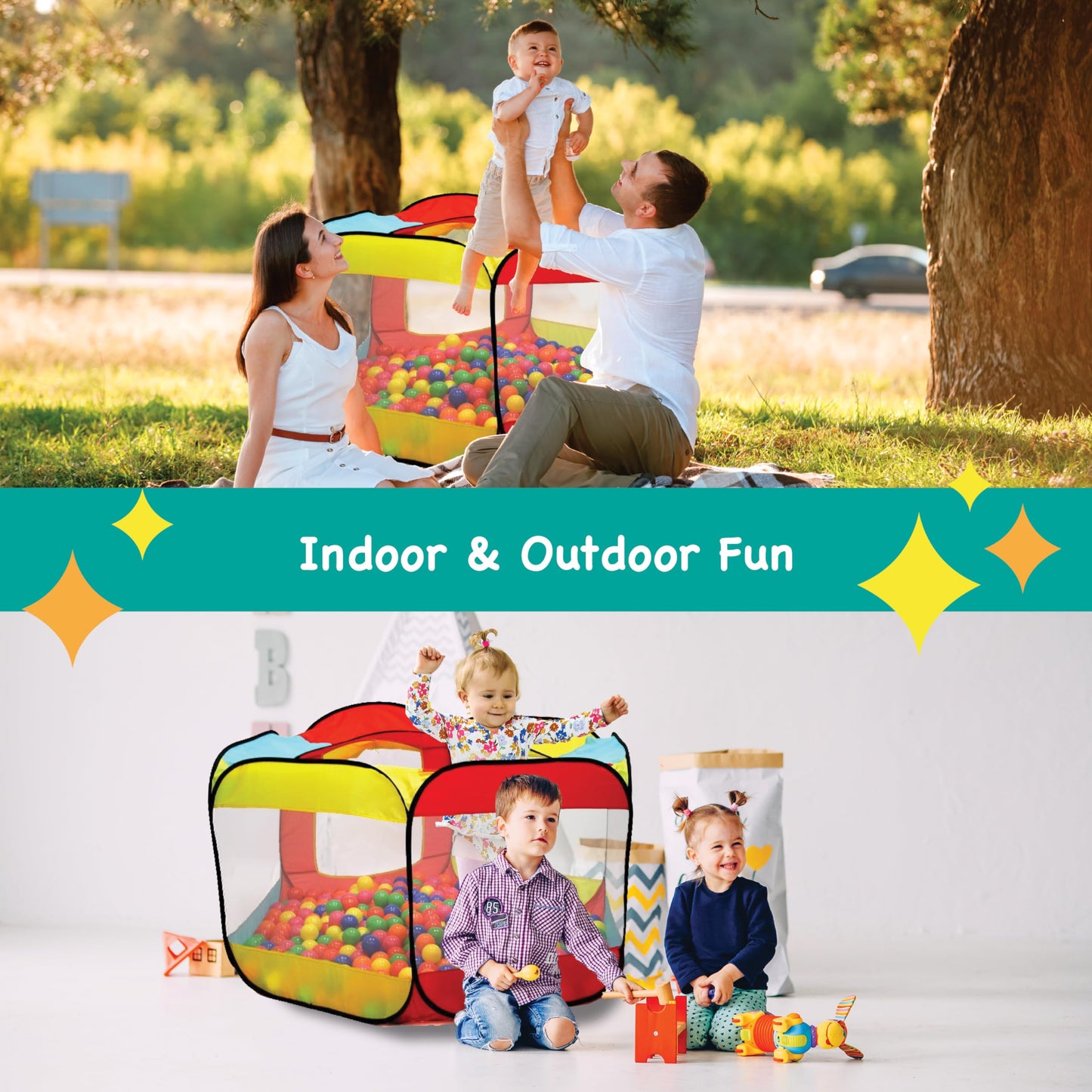Kiddey Kids Ball Pit Pop Up Large Tent – Indoor & Outdoor Toddler Play Space