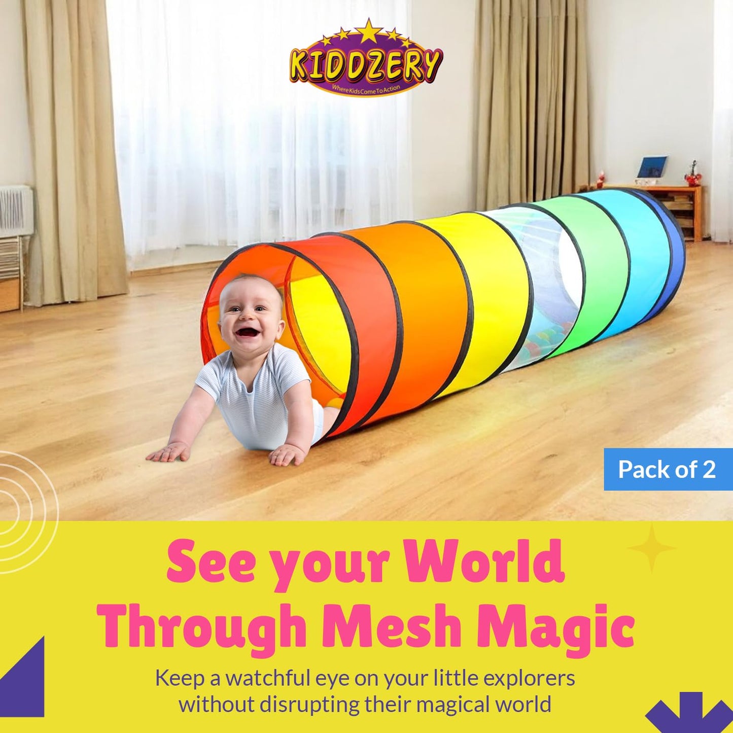Kiddey Kids Play Tunnel Set – Double Pop-Up Tunnels for Indoor & Outdoor Fun