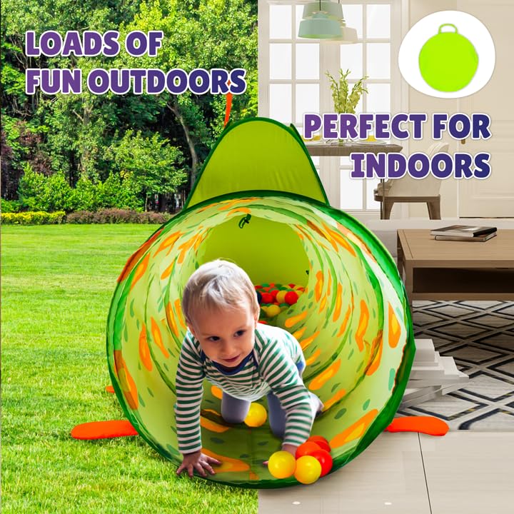 Kiddey Caterpillar Play Tunnel & Tent – Toddler Pop-Up Crawl Tunnel & Indoor/Outdoor Playset