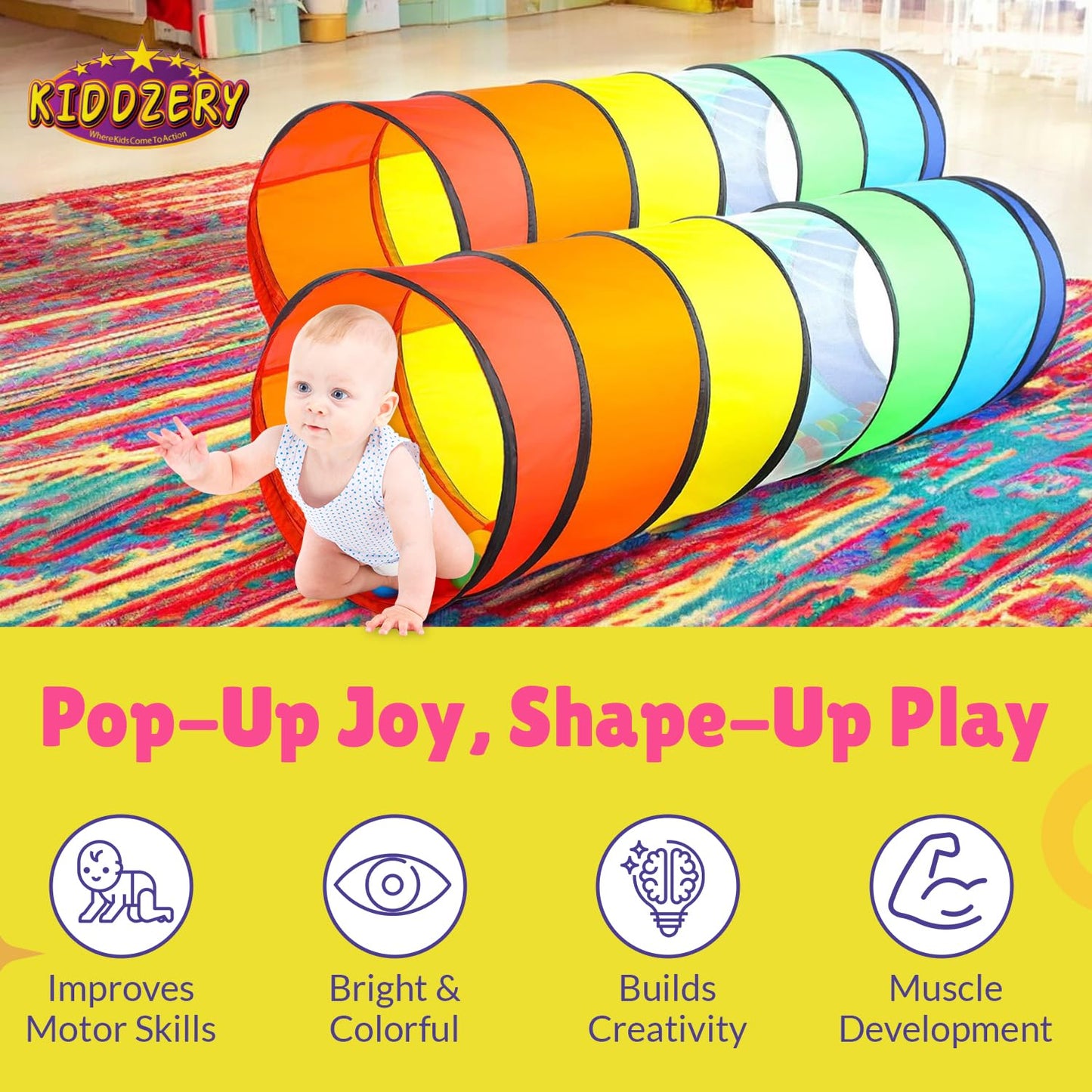 Kiddey Kids Play Tunnel Set – Double Pop-Up Tunnels for Indoor & Outdoor Fun