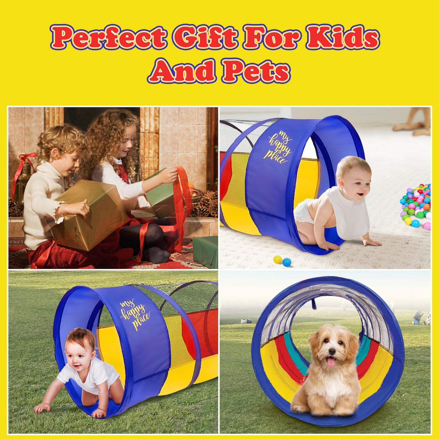 Kiddey Play Tunnel for Kids – See-Through Sides, Pop-Up Crawl Tunnel