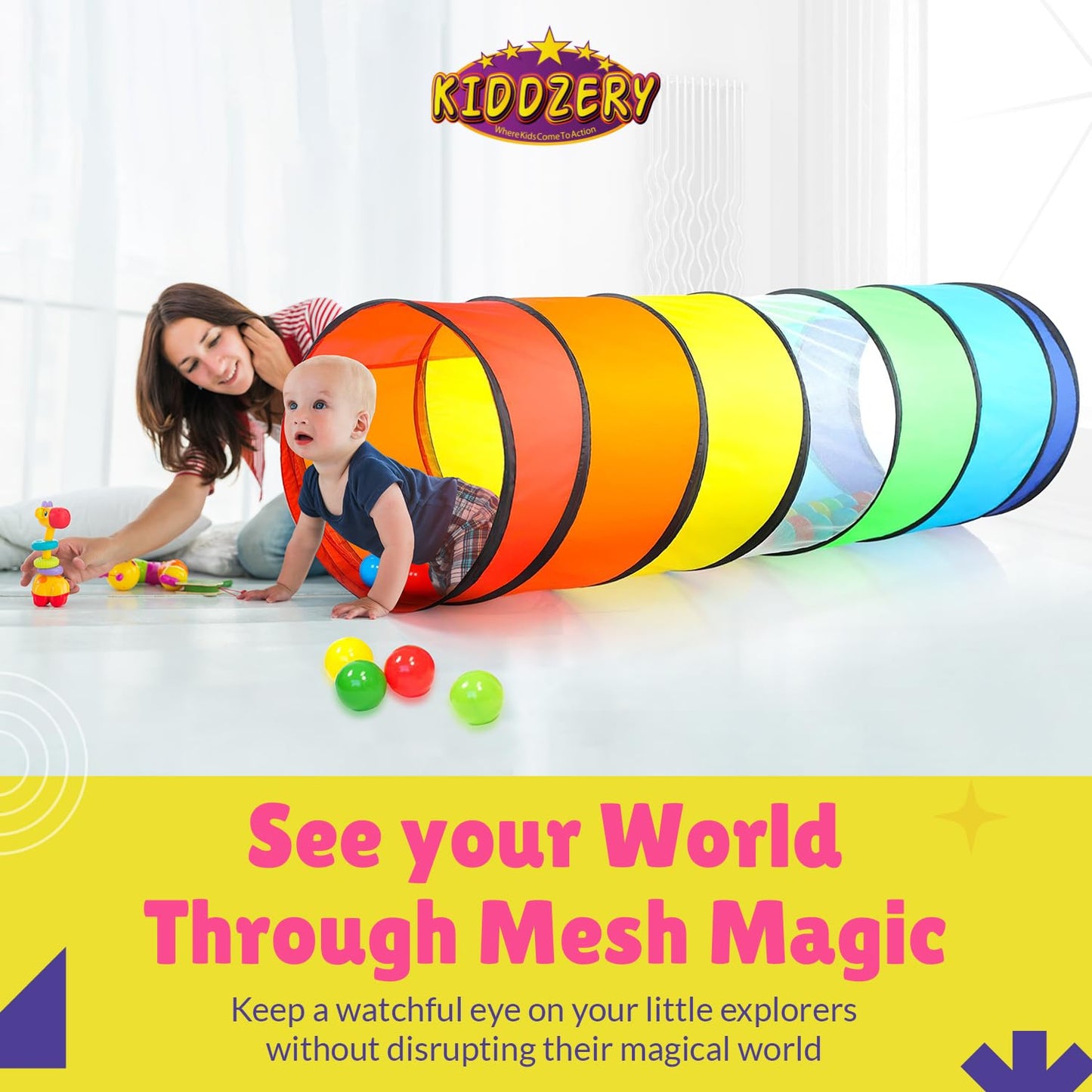 Kiddey Kids Play Tunnel Set – Double Pop-Up Tunnels for Indoor & Outdoor Fun