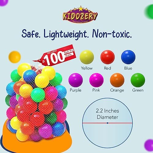 Kiddey Kids Play Tent with 100 Balls – Extra Large 56-inch Pop-Up Ball Pit