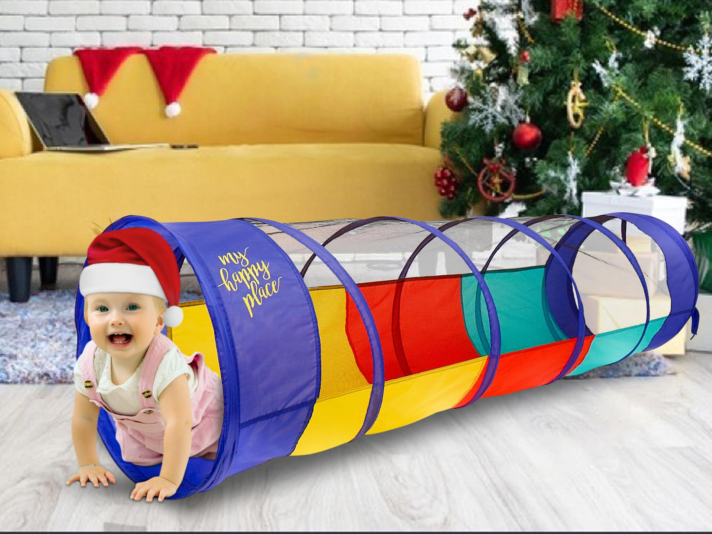 Kiddey Play Tunnel for Kids – See-Through Sides, Pop-Up Crawl Tunnel