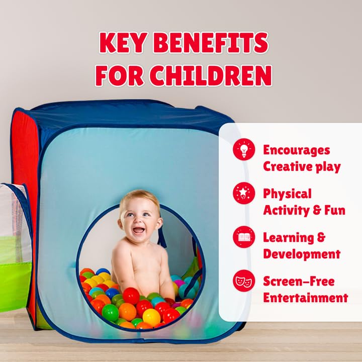 Kiddey Tunnel and Ball Pit Play Tent | 3-in-1 Pop Up Toddler Gym for Indoor & Outdoor Fun