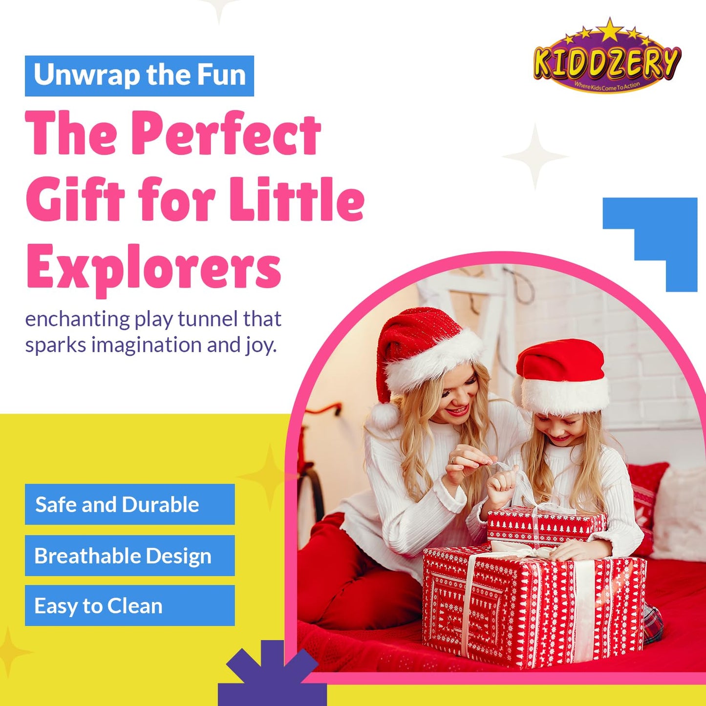 Kiddey Kids Play Tunnel Set – Double Pop-Up Tunnels for Indoor & Outdoor Fun