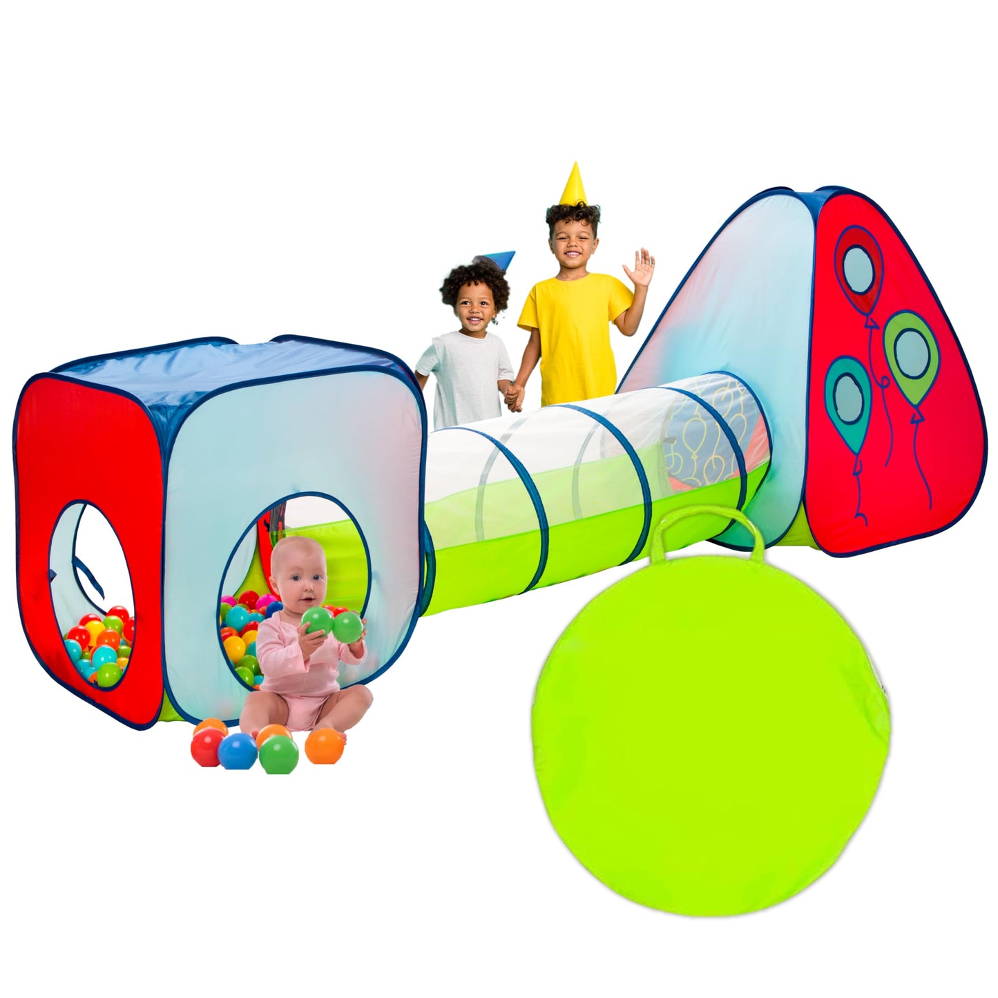 Kiddey Tunnel and Ball Pit Play Tent | 3-in-1 Pop Up Toddler Gym for Indoor & Outdoor Fun