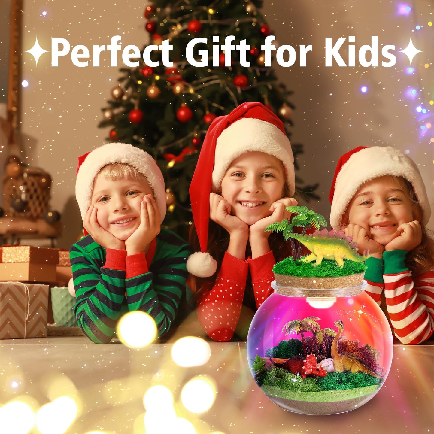 kiddgroo Dinosaur Light-Up Terrarium Kit – Multicolor LED Dino Craft for Kids