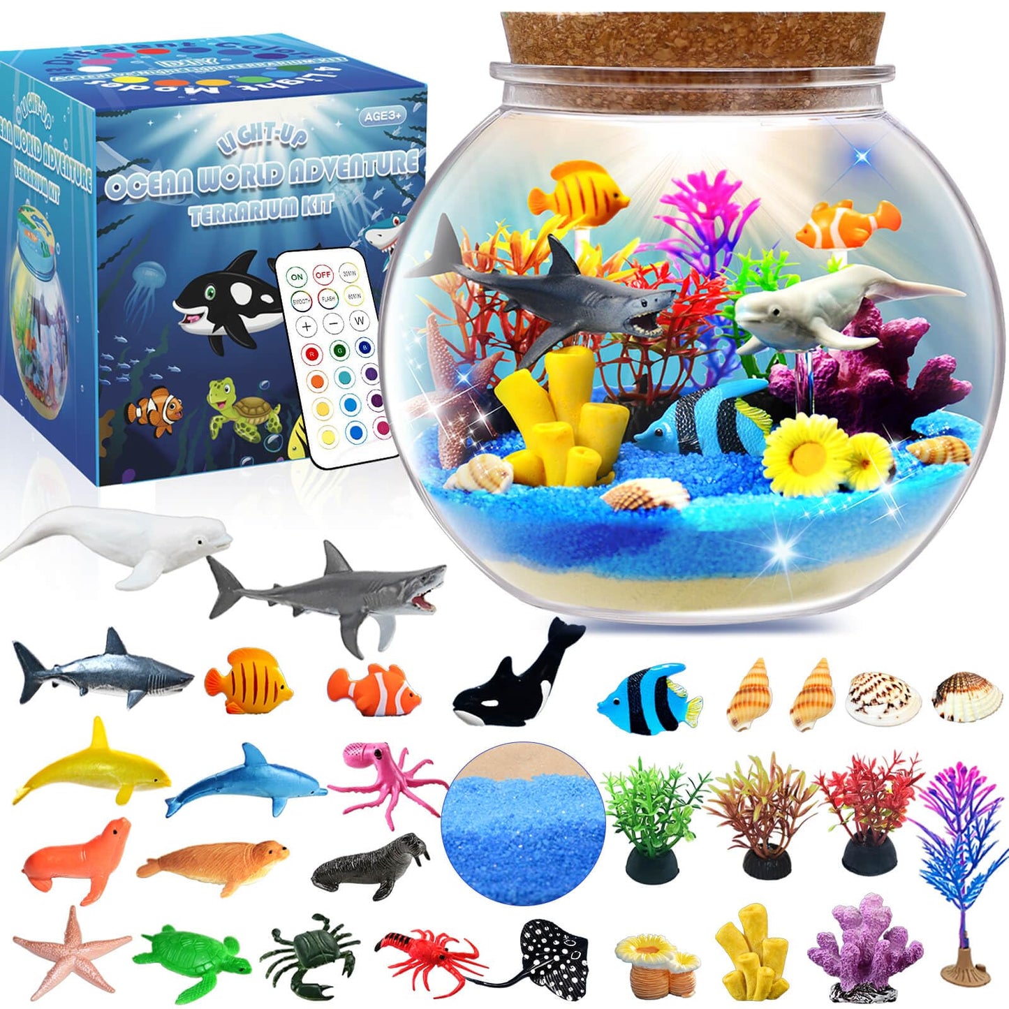 kiddgroo Ocean Light Up Terrarium Kit for Kids – LED Night Light (Ages 4-12)