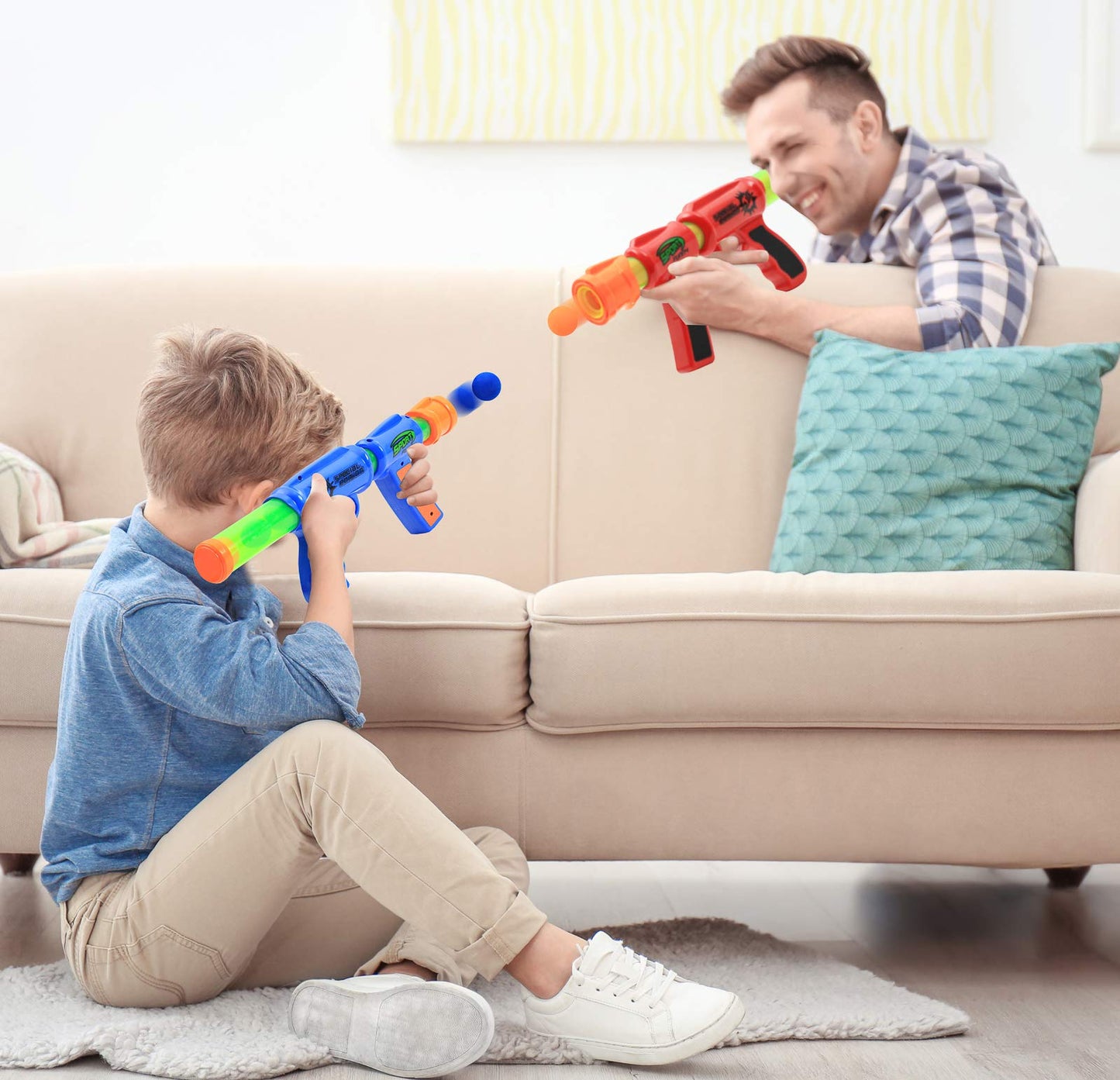 Kiddie Play Atomic Foam Blaster Guns - 2-Pack Air Popper with Foam Balls