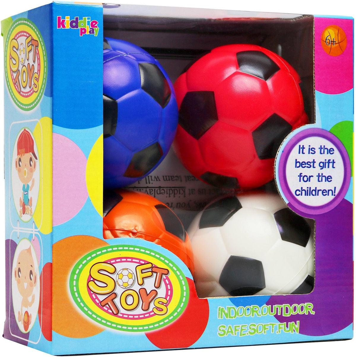 Kiddie Play 4-Piece Soft 4-Inch Soccer Ball Set for Toddlers | Safe & Lightweight