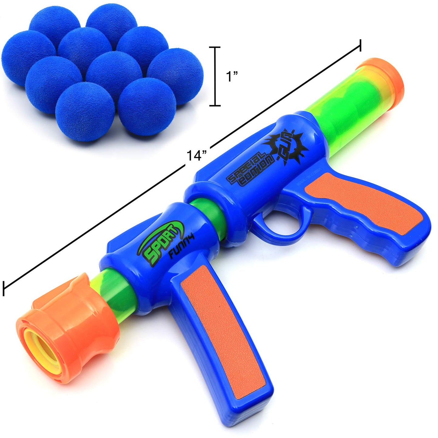 Kiddie Play Atomic Foam Blaster Guns - 2-Pack Air Popper with Foam Balls