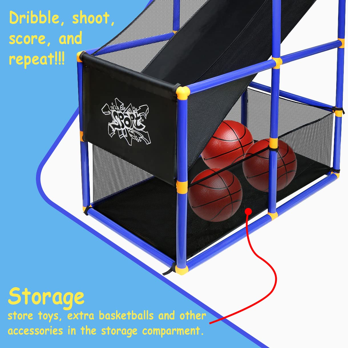 Kiddie Play Toy Basketball Hoop Arcade Game Set - 4 Balls & Air Pump | Indoor Outdoor Kids Toy