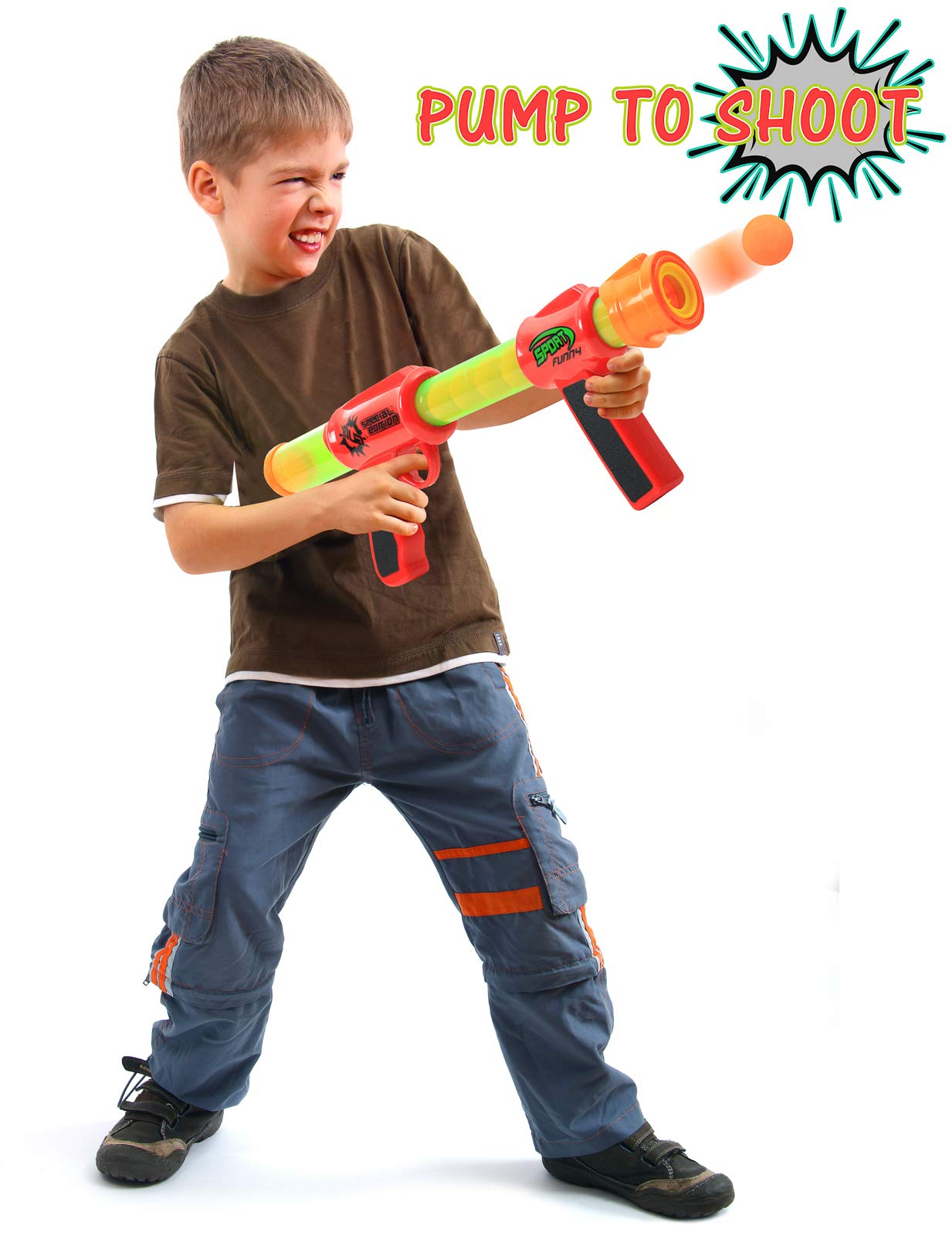 Kiddie Play Atomic Foam Blaster Guns - 2-Pack Air Popper with Foam Balls