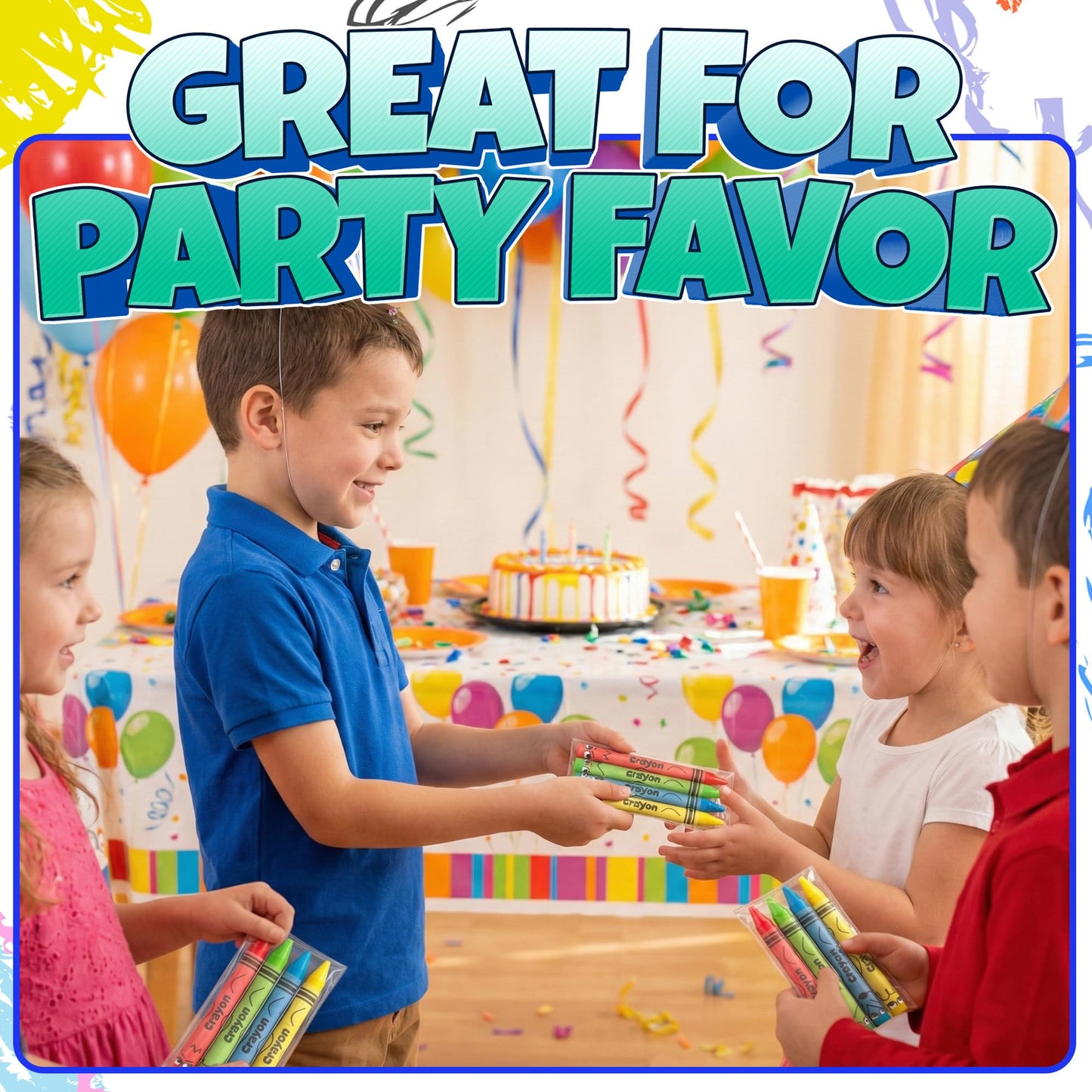 KiddieLoot Bulk Crayons 100 Pack – 25 Sets of 4, Pre-Wrapped Party Favors