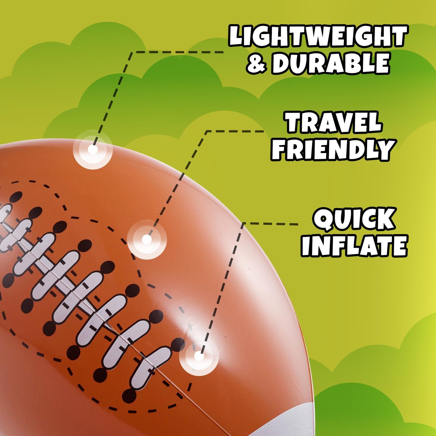 KiddieLoot Inflatable Football Beach Balls (6 Pack) - 16-Inch Durable PVC Pool Toys & Party Favors