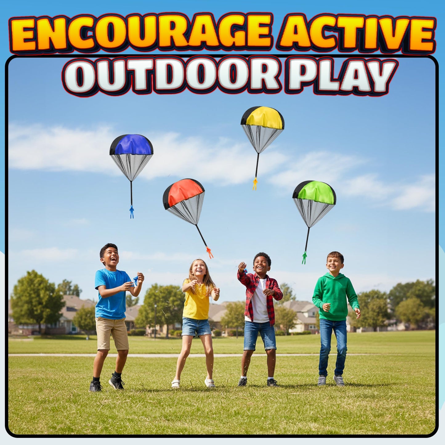 KiddieLoot Parachute Toys – Pack of 4, Tangle-Free Throwing Army Figures, Bright Colors for Outdoor Play (Ages 4-8)