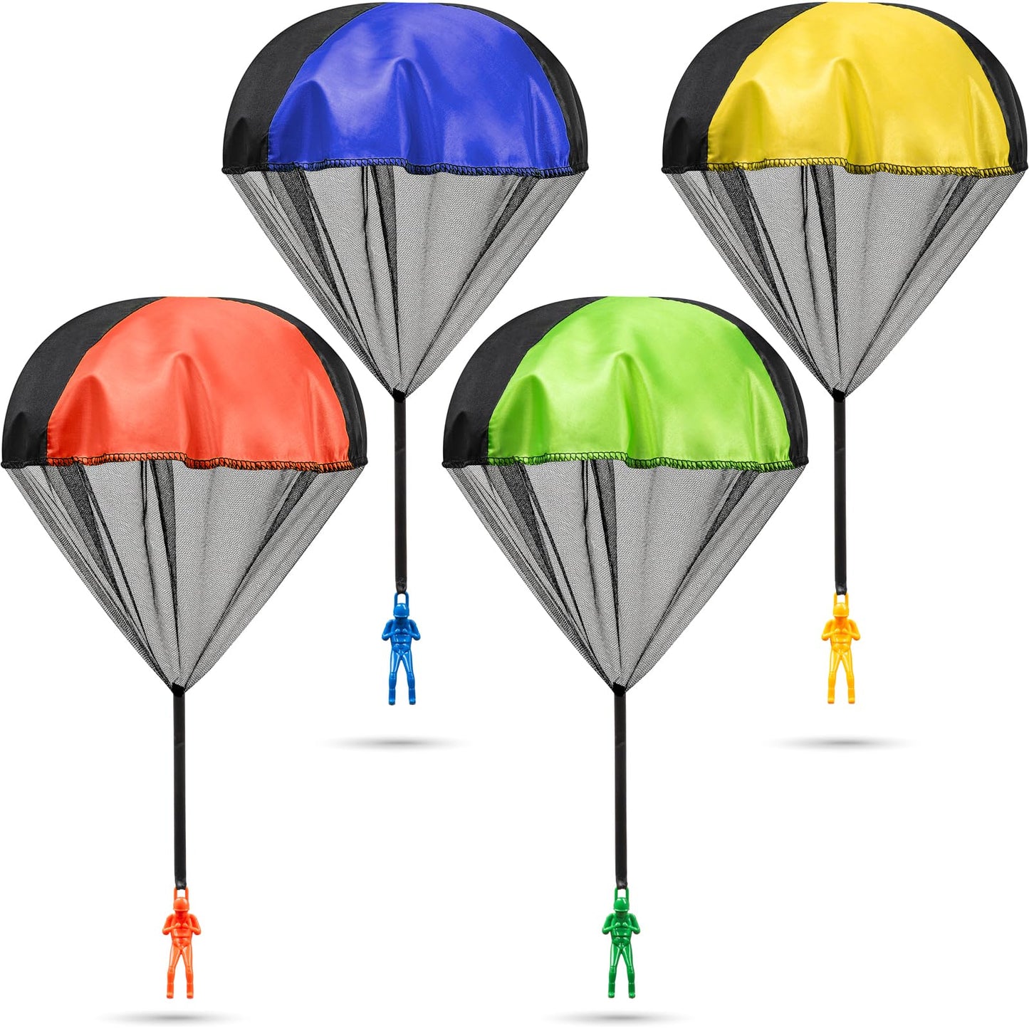 KiddieLoot Parachute Toys – Pack of 4, Tangle-Free Throwing Army Figures, Bright Colors for Outdoor Play (Ages 4-8)