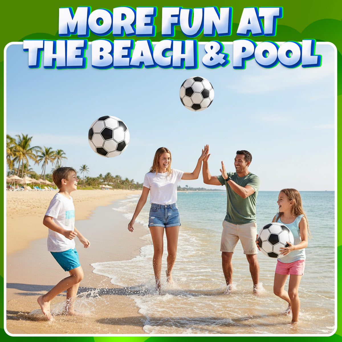 KiddieLoot Inflatable Soccer Beach Balls (6-Pack) - Durable PVC, Easy Inflate, 16-Inch Circumference (10" Diameter)