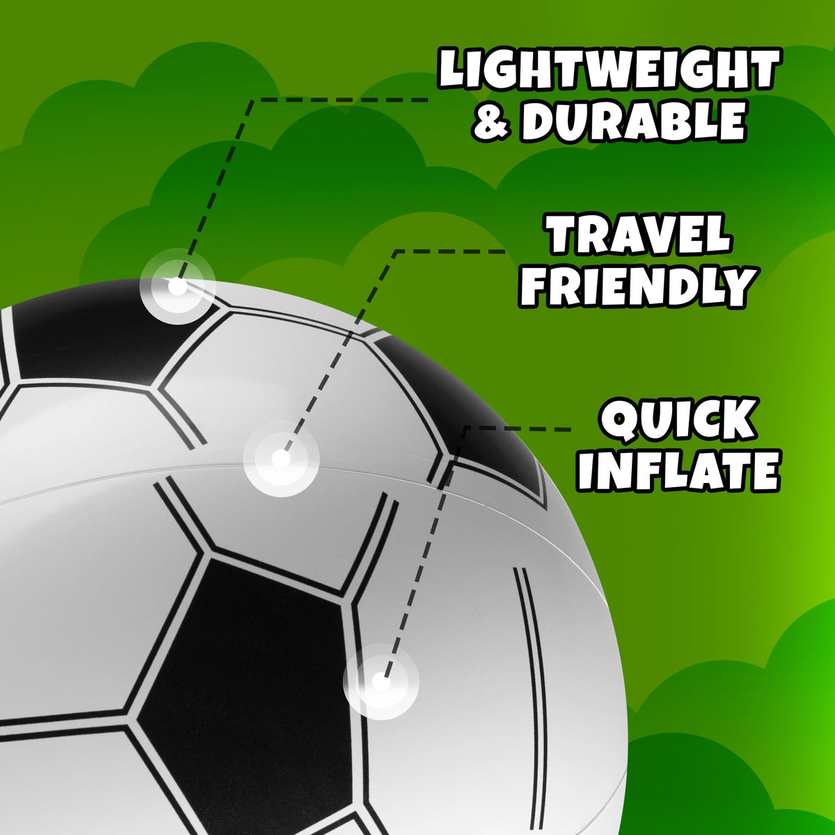 KiddieLoot Inflatable Soccer Beach Balls (6-Pack) - Durable PVC, Easy Inflate, 16-Inch Circumference (10" Diameter)