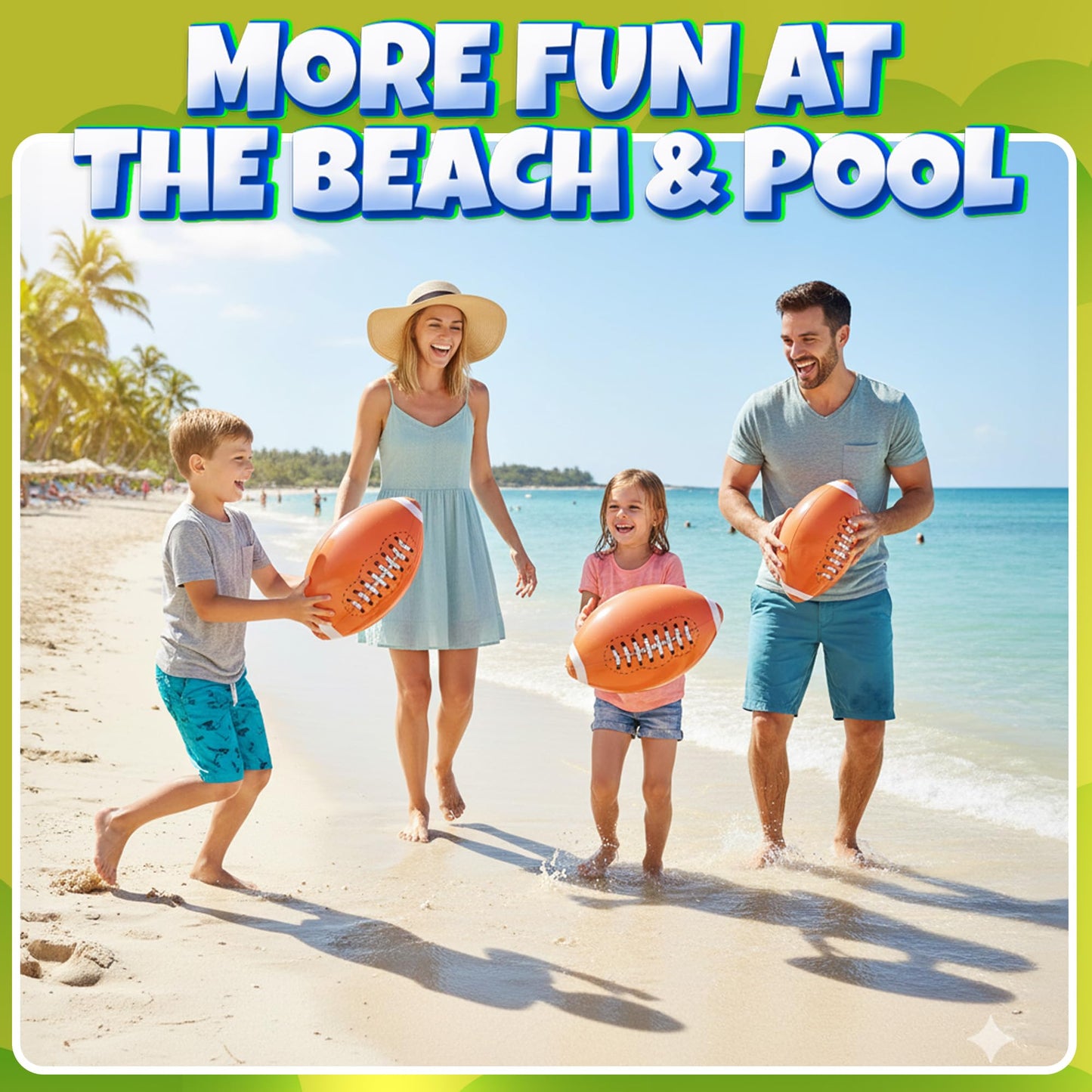 KiddieLoot Inflatable Football Beach Balls (6 Pack) - 16-Inch Durable PVC Pool Toys & Party Favors
