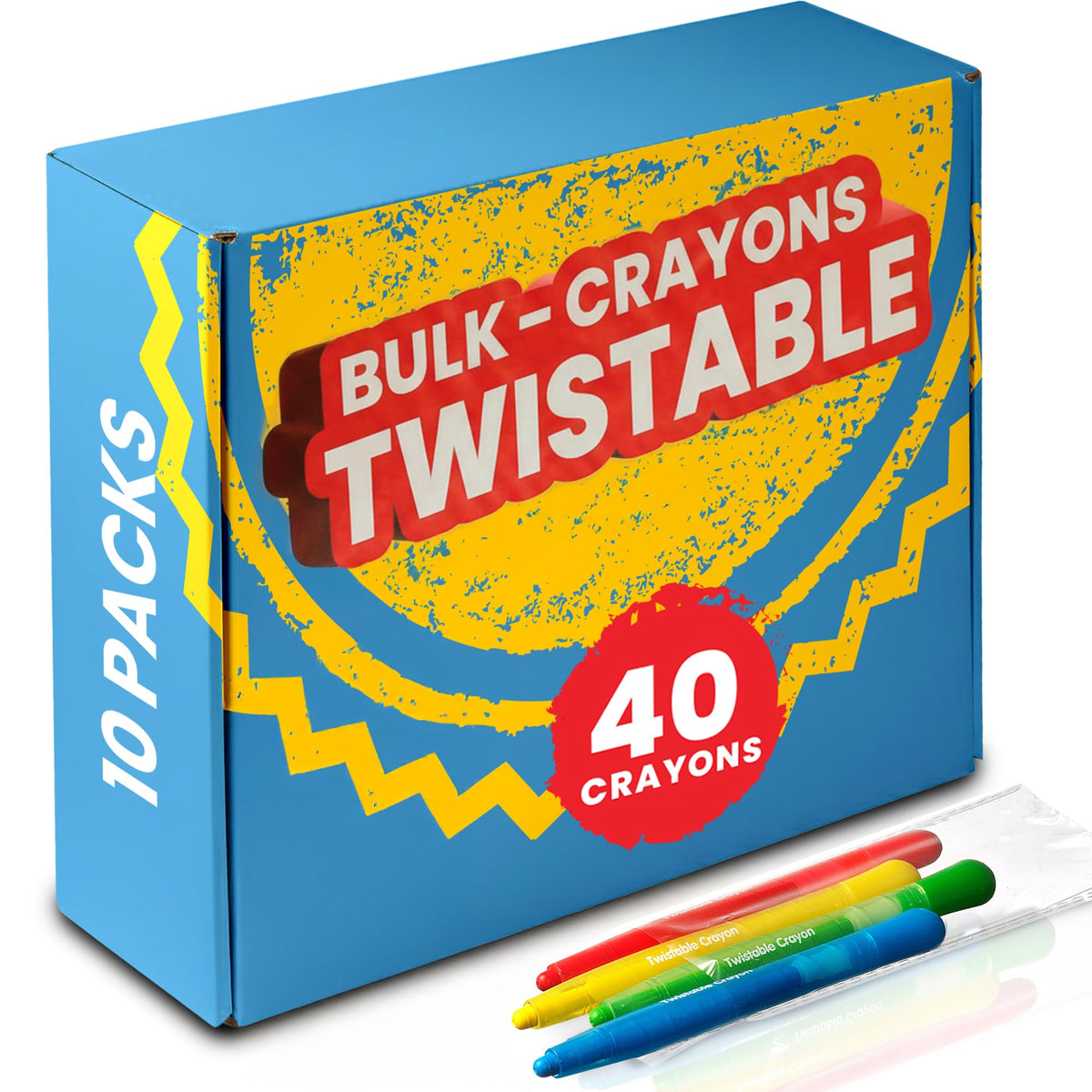 KiddieLoot Twistable Crayons Bulk 40 Pack – Mess-Free Coloring for Kids