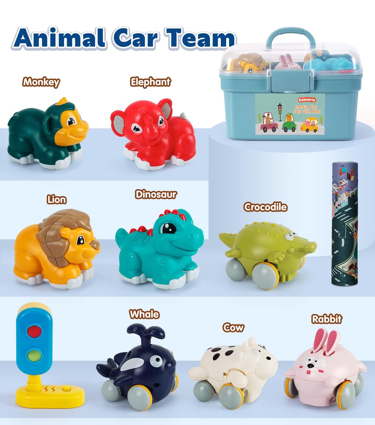 Kiddiworld Animal Car Toys for Toddlers 1-2 – Playmat & Storage Box