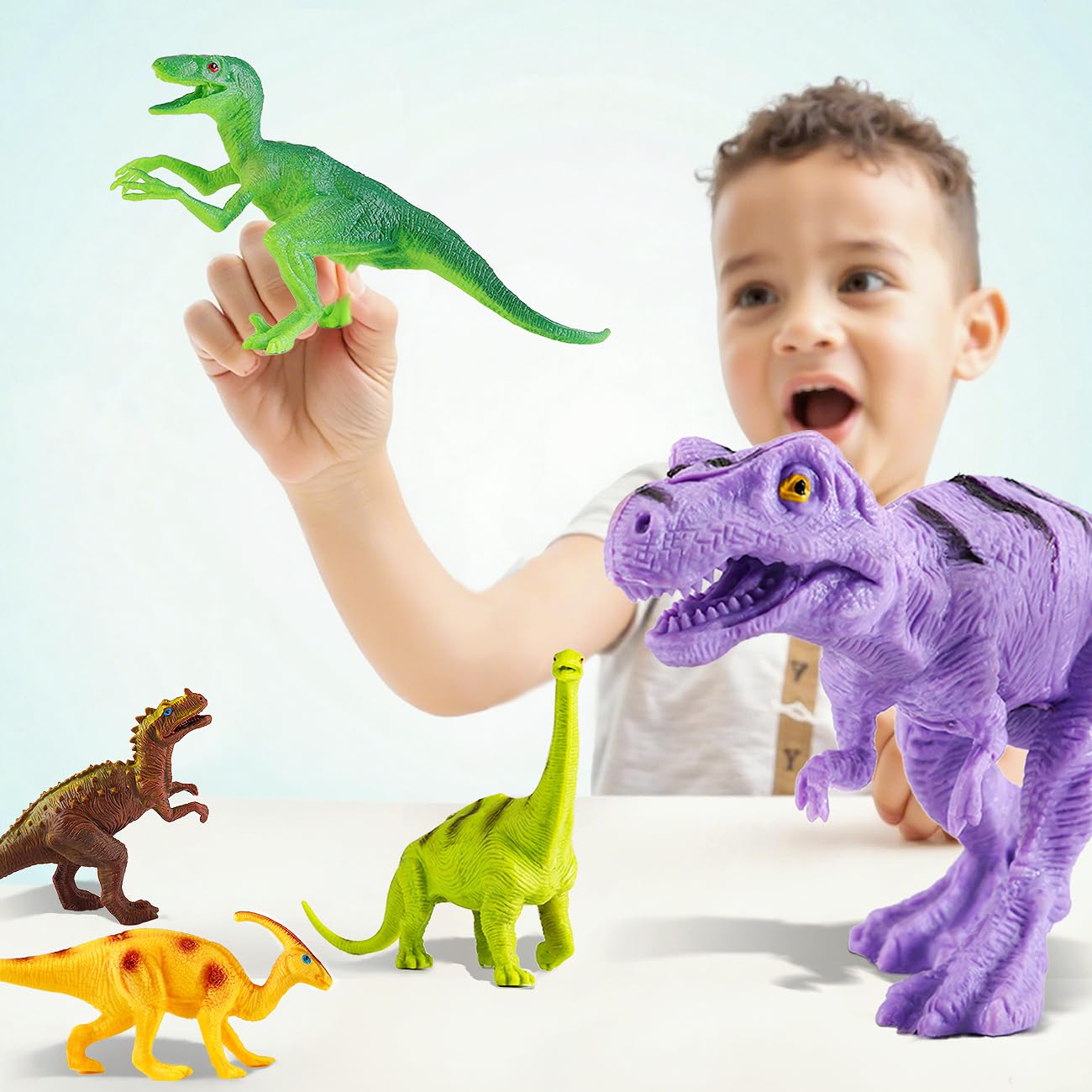 Kiddiworld 12 Realistic Dinosaur Toys with Metal Storage Box – BPA-Free Dino Set for Ages 2-6