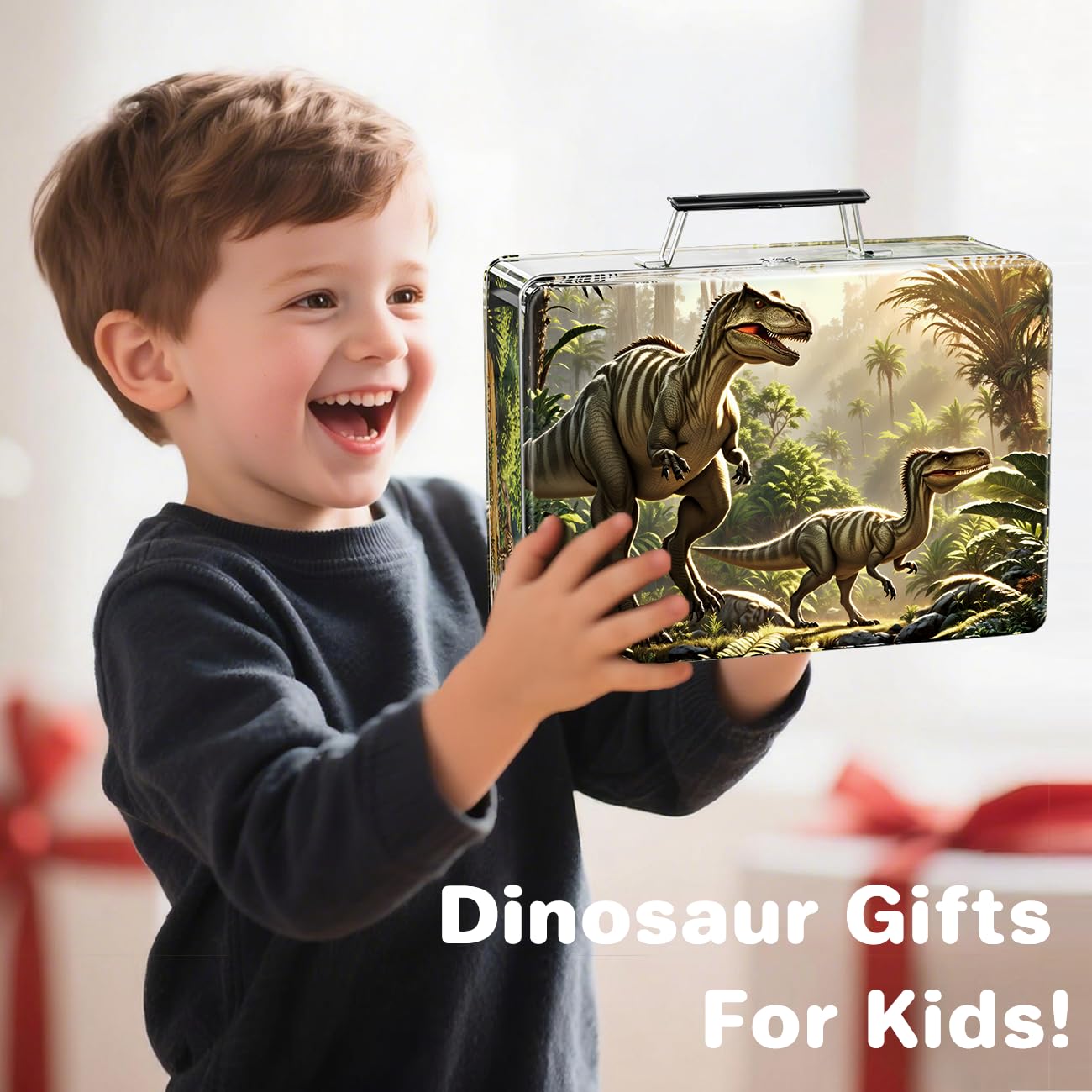Kiddiworld 12 Realistic Dinosaur Toys with Metal Storage Box – BPA-Free Dino Set for Ages 2-6