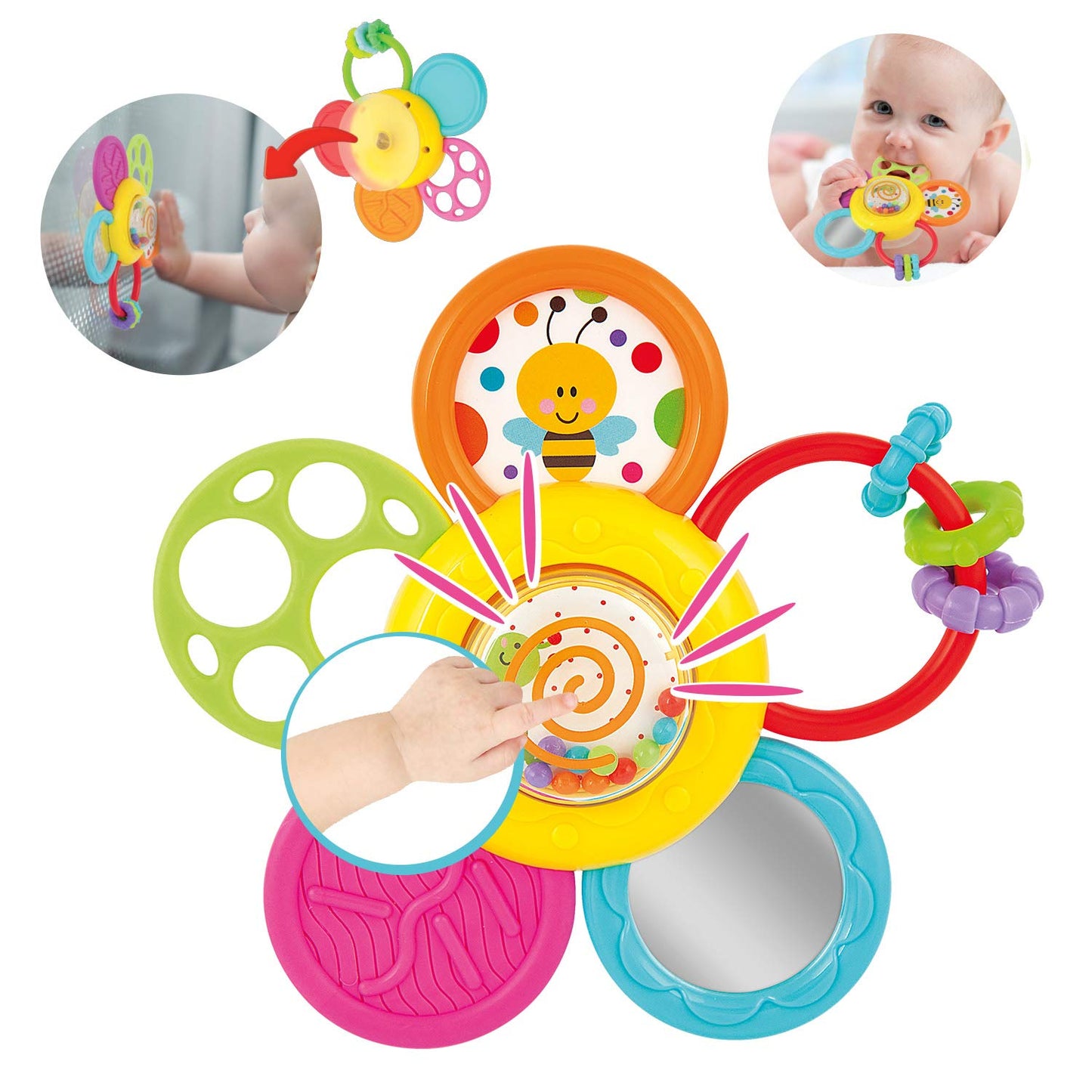KiddoLab Spin & Rattle Teether Toy for Babies 6-12 Months – BPA-Free
