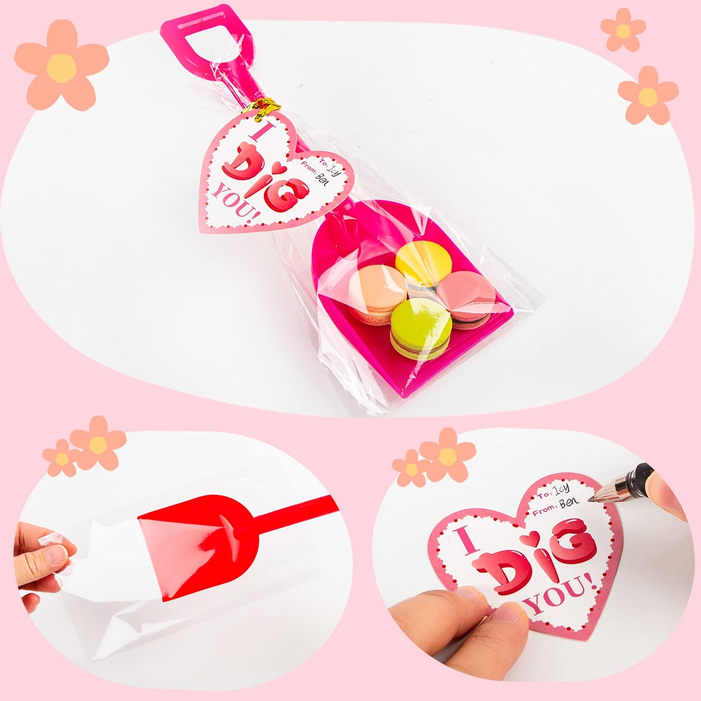 KIDDOKIDS 36-Pack Valentine's Day Cards with Shovels & Bags – Non-Candy Classroom Gifts