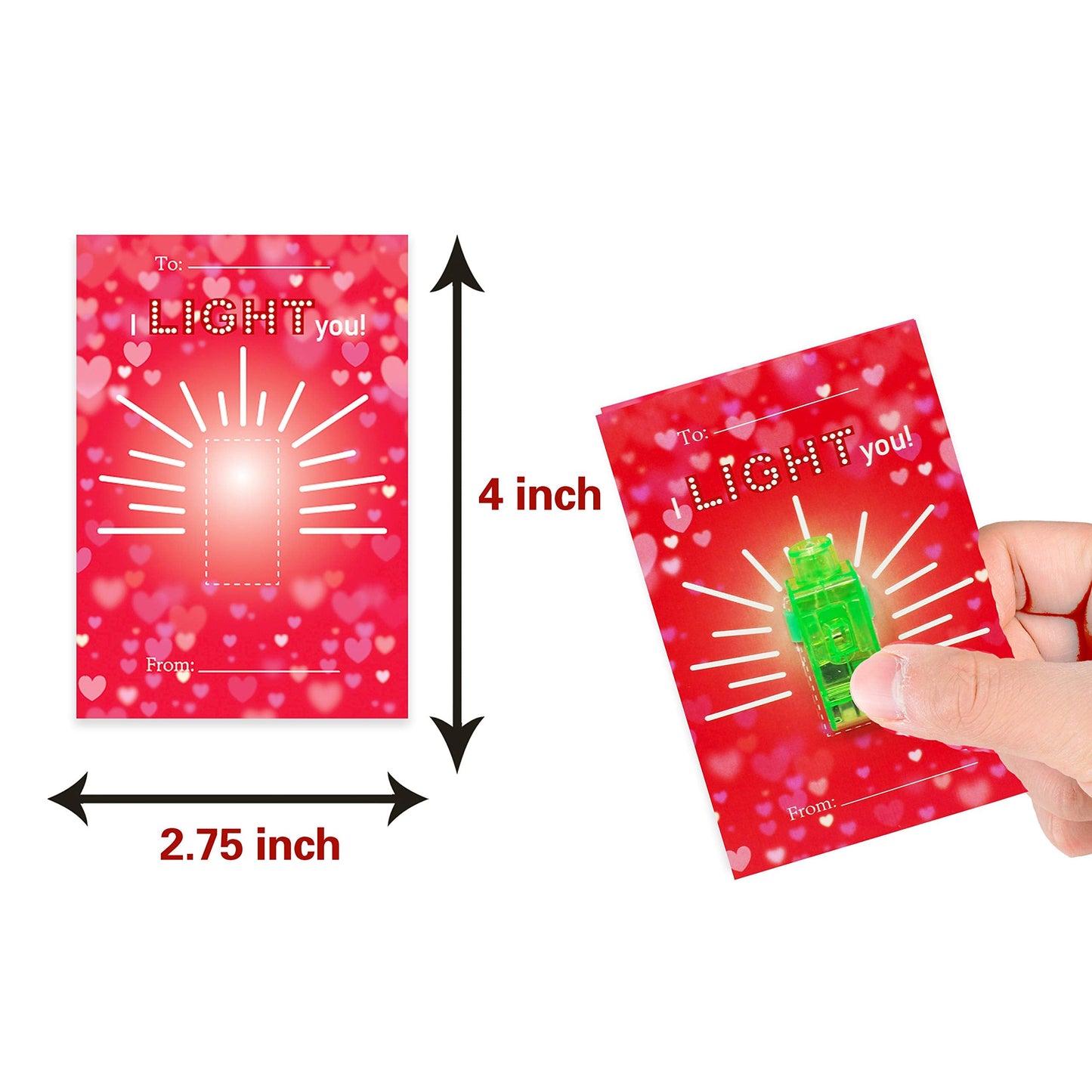Kiddokids 28-Pack Valentine’s Day Finger Light Cards – Non-Candy Classroom Gifts